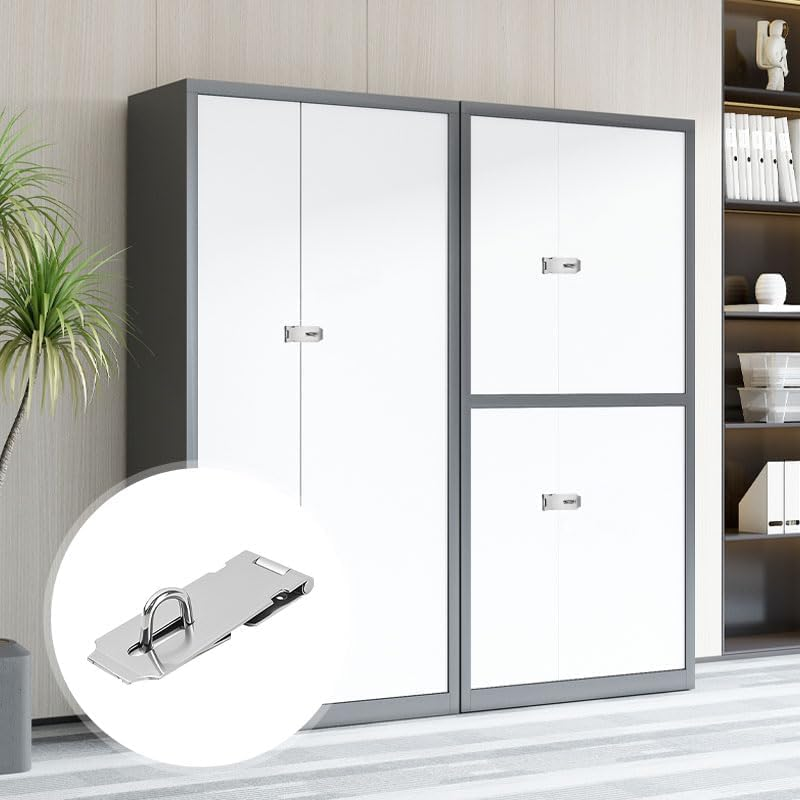 3 Pcs Door Latch Padlock Catch Stainless Steel Padlock Hasp Lock for Cupboard Cabinet, Internal and External Door, Window, Pet Cage, Staple Heavy Duty Garden Gate Latch image number 1