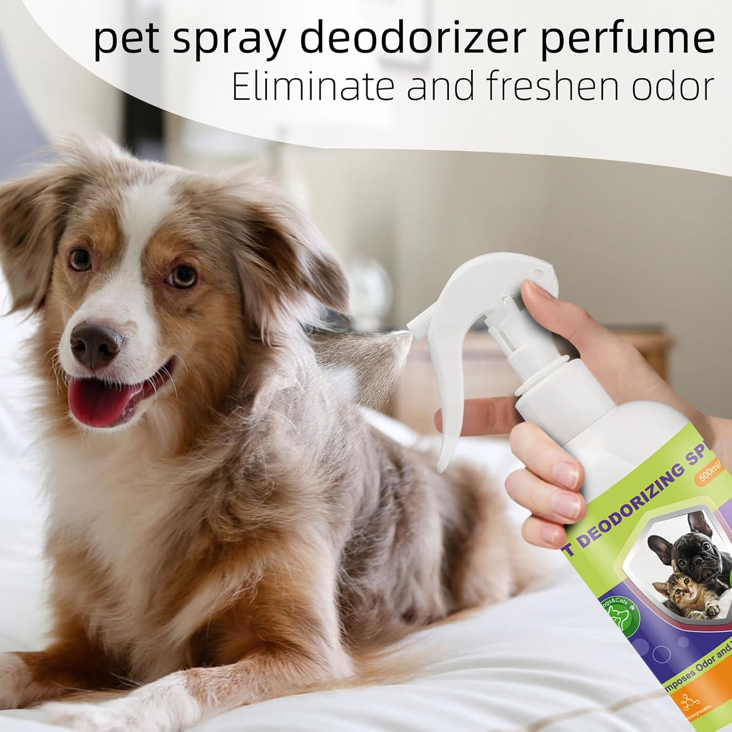 Dog Urine Odor Eliminator Spray for Home, Cat Litter Box Deodorizer, Pet Room Deodorizing for Pee Smells on Carpet or Furniture, Puppy Perfume Spray Long Lasting, 500Ml/16.9Oz, Green Tea image number 1