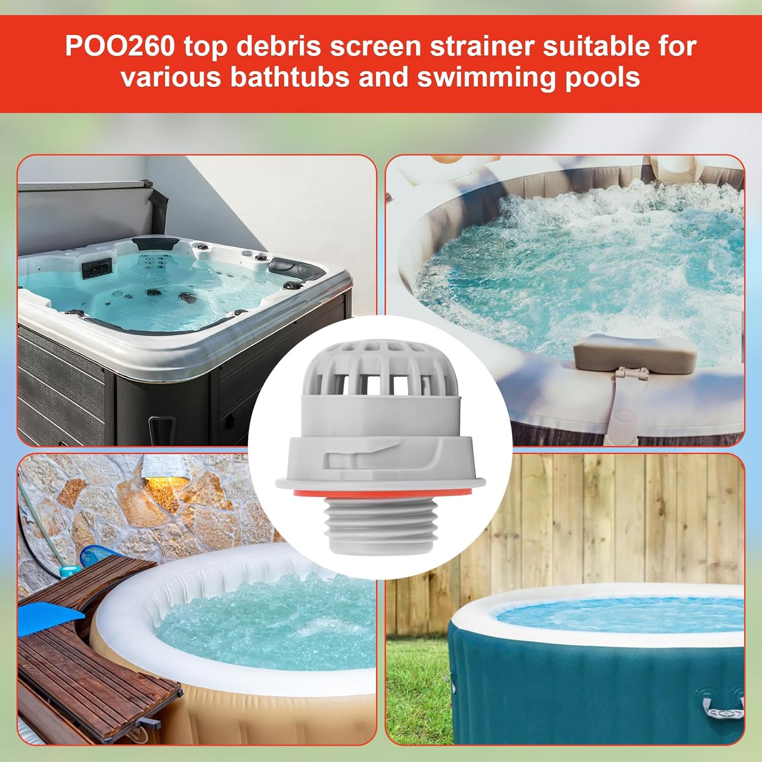 Top Debris Screen Replacement for Saluspa, Chemical Chlorine Dispenser for Pool Hot Tub Spa Hot Tub Debris Screen Hot Tub Parts Replacement with Seal Inflatable Hot Tub Replacement Parts image number 5