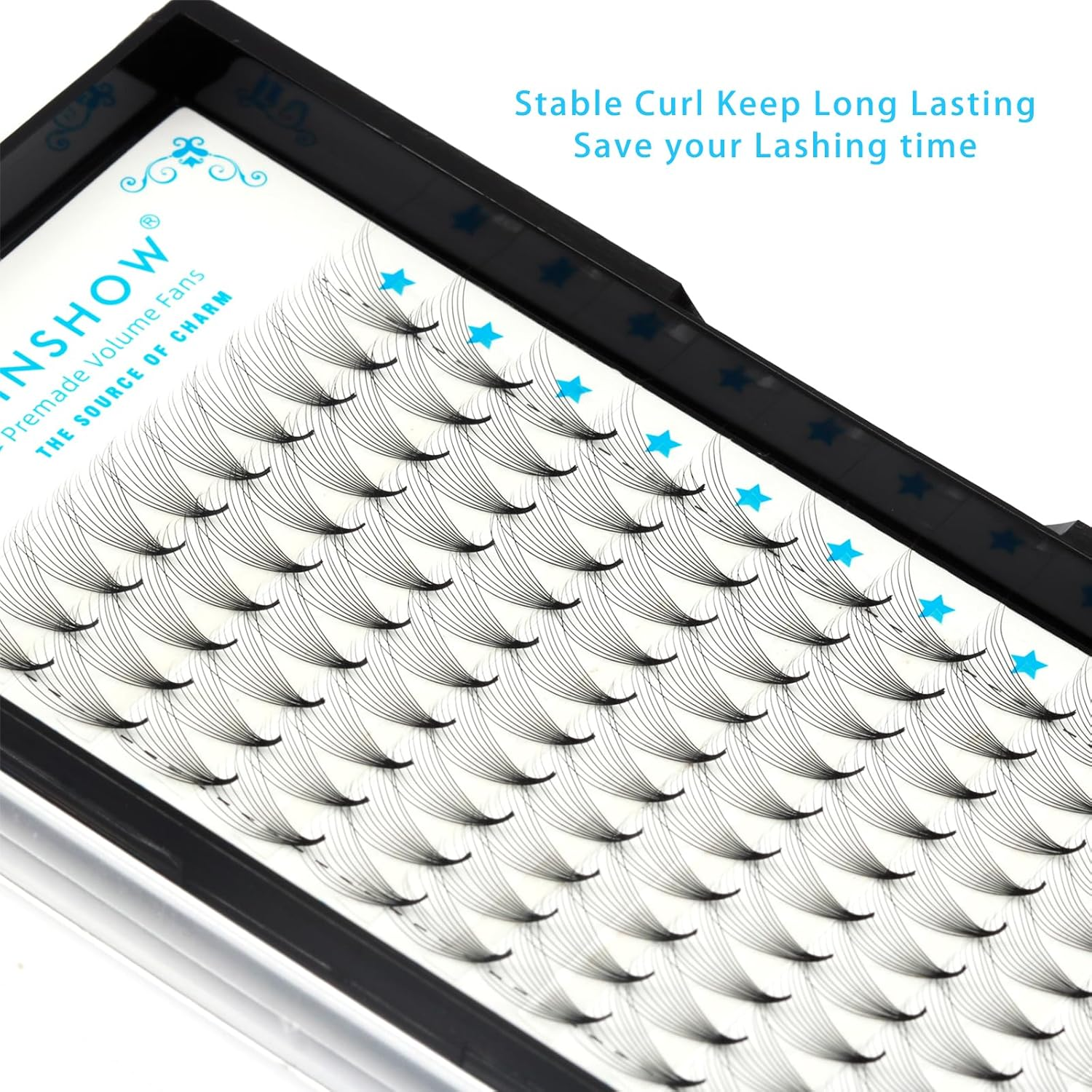 Linshow Premade Fans 0.07Mm 8-15Mm Length C/D Curl Long Stem 4D/5D/6D/10D Promade Volume Fans Pointy Base Root Faux Mink Eyelash Extensions for Natural Look (4D C Curl, 10Mm) image number 7