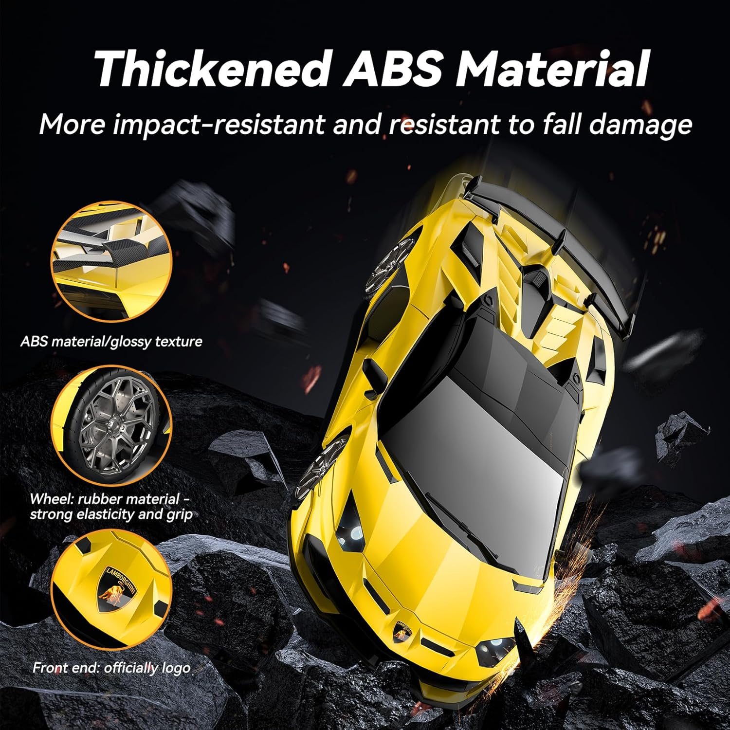 Remote Control Car for Lamborghini, Officially Licensed 1:16 Scale Lambo Hobby Rc Cars with Headlight, 2.4Ghz Race Car Toys for Boy Girl 4-12 Years Old, 12Km/H, Birthday Gift, Yellow image number 2