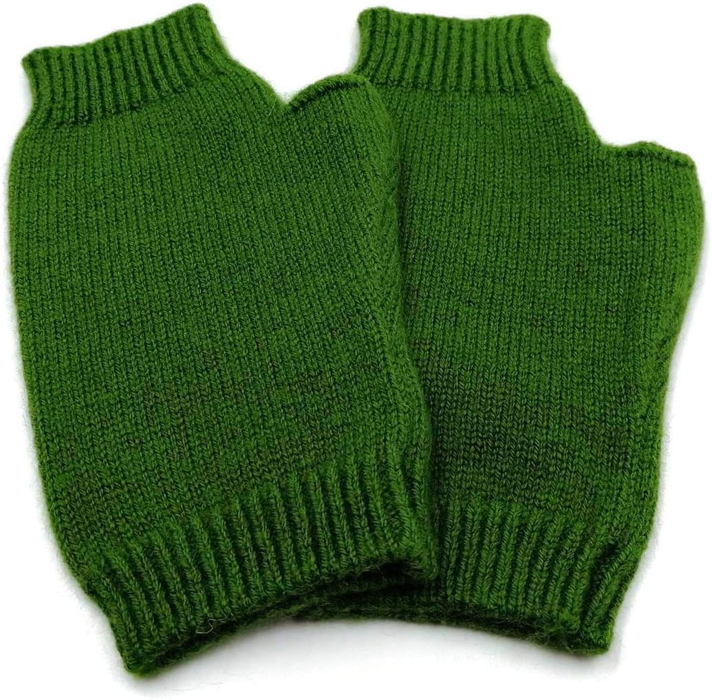Imongol Pure Cashmere Women Men Unisex Fingerless Mittens Gloves Half Fingers, Thumb Hole Thick 3Ply Yarn