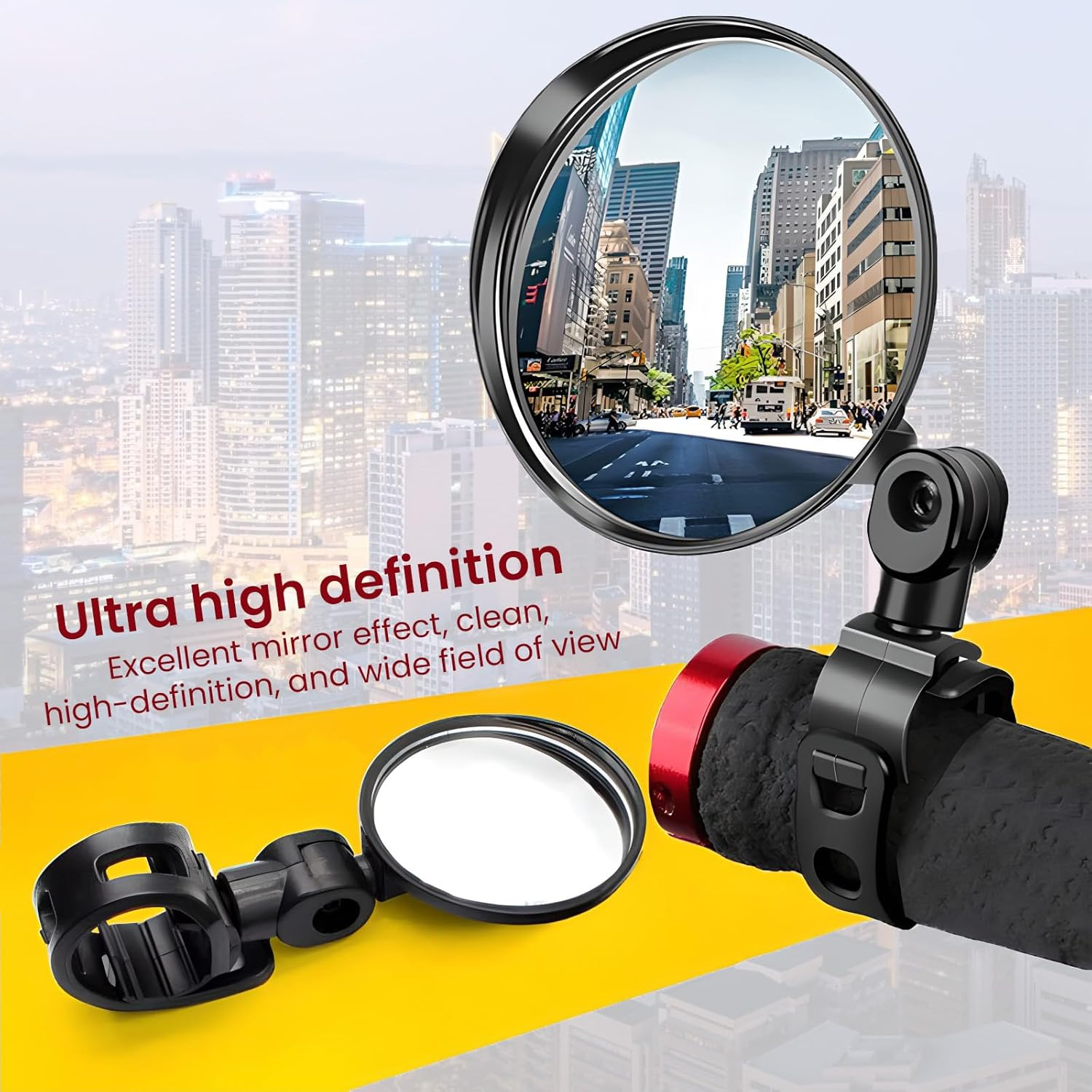 2 Pcs Bike Mirror, Bicycle Rear View Mirror for 15-35 Mm Handlebars, 360&deg; Adjustable Bike Mirrors Convex Mirrors, Cycle Mirrors for Mountain Road Bikes, Electric Bikes, Motorcycle, Easy to In image number 3