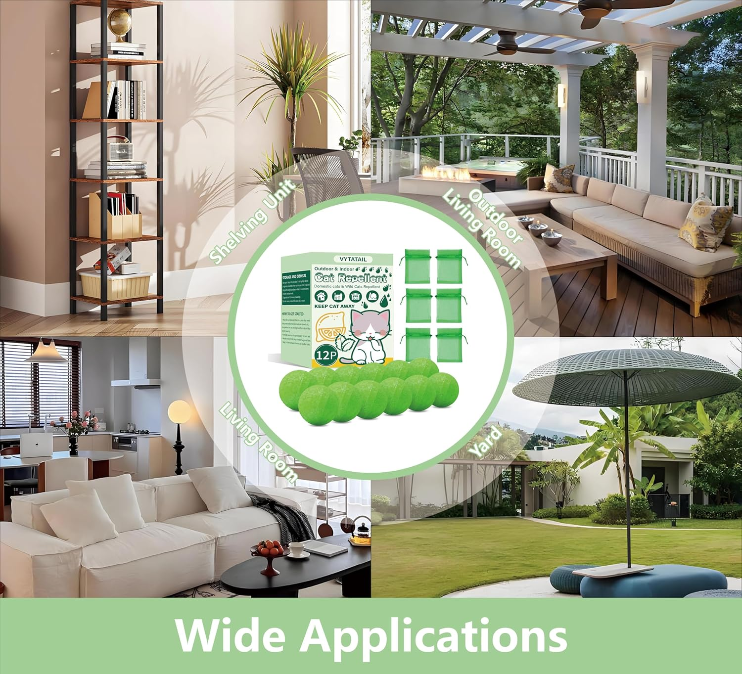 VYTATAIL Cat Repellent Balls 12 Pack - Quartz Sand with 6 Mesh Bags, Long Lasting Indoor/Outdoor Cat Deterrent for Garden/Yard/Sofa, Natural Non-Toxic Pet Safe 2 image number 6