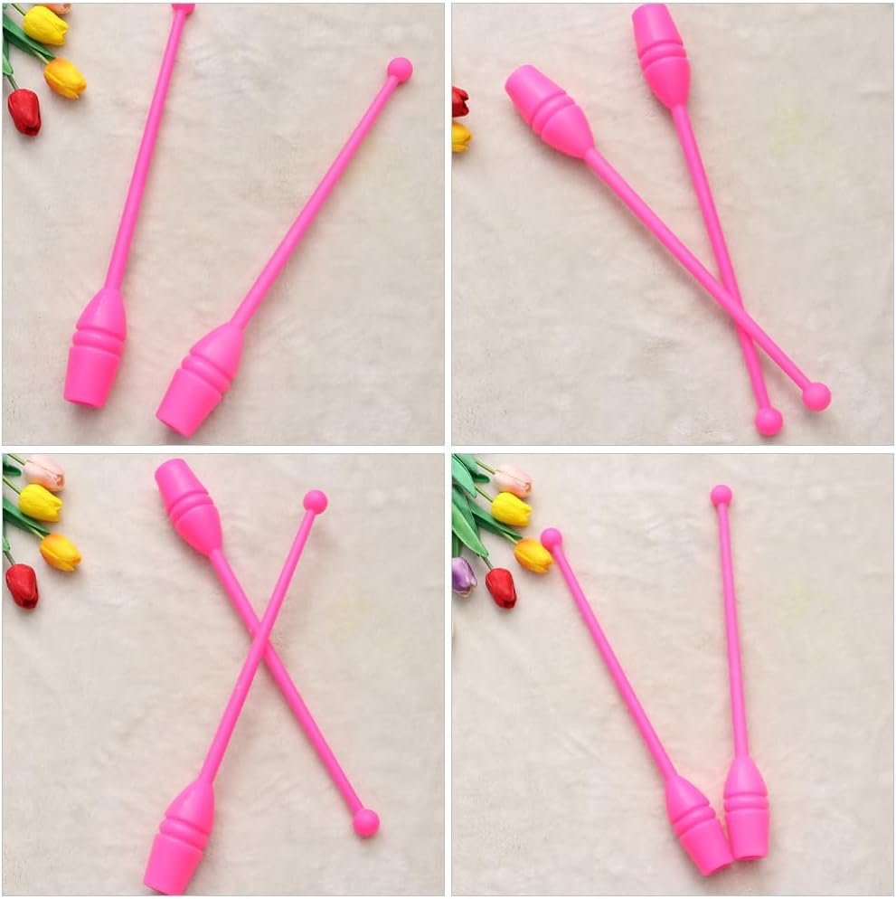 Milisten 1Pair Colored Artistic Gymnastics Stick Adult Boy Girl Dance Sticks for Rhythmic Gymnastics Performing Training and Fitness Activities Pink image number 6