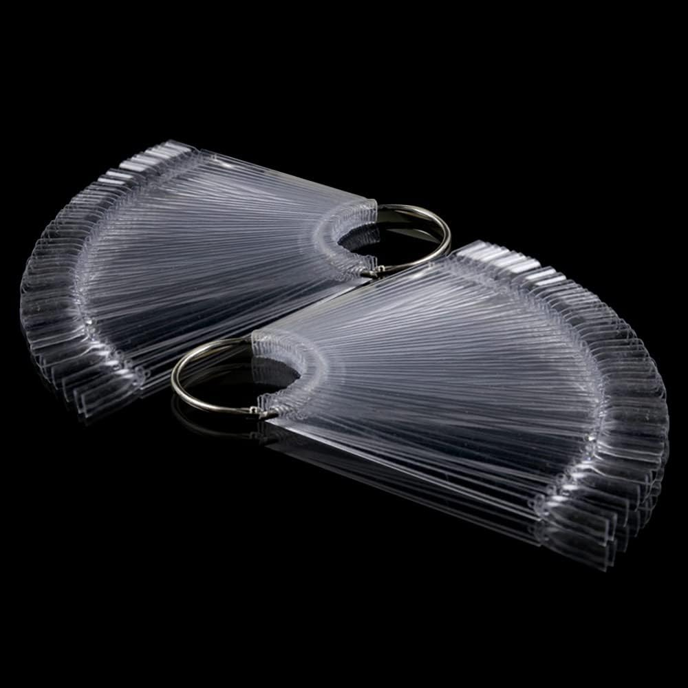 Nail Swatches 100Pcs Nail Swatch Sticks Nail Colour Display Nail Display Tips Nail Art Tips Sticks with Metal Ring for Nail Salon and Beginners(Clear) - Clear+Natural+Labels image number 3