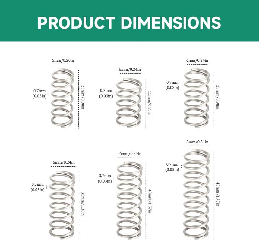 Small Compression Spring 10 Pcs Stainless Steel Steel Wire Diameter 0.7Mm, OD, 5Mm for Tools、Pen Pressure Spring、Diy Projects、Furnitures Repairs