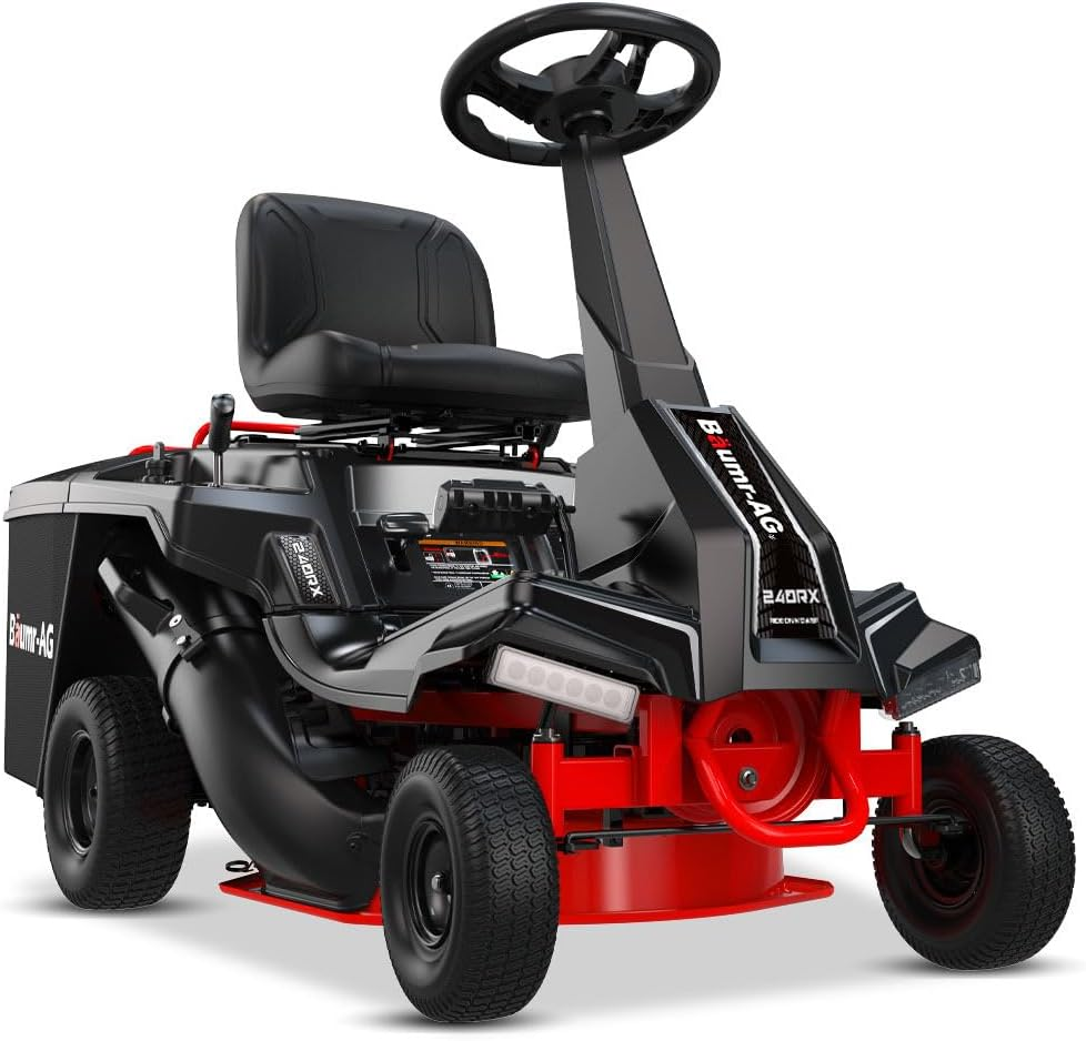 Baumr-Ag 24" Ride on Lawn Mower, Lithium Electric Start System, 6HP 224Cc, 5 Cut Heights, Catcher and Mulch Kit image number 2