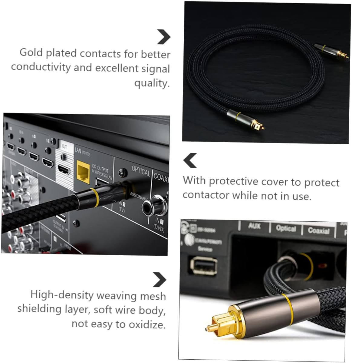 MERRYHAPY Optical Audio Cable Male to Male Replacement Cord for Sound Bar Ensuring and Stable Audio Output Soft and Flexible Design for Home Theatre and Tv Use image number 5