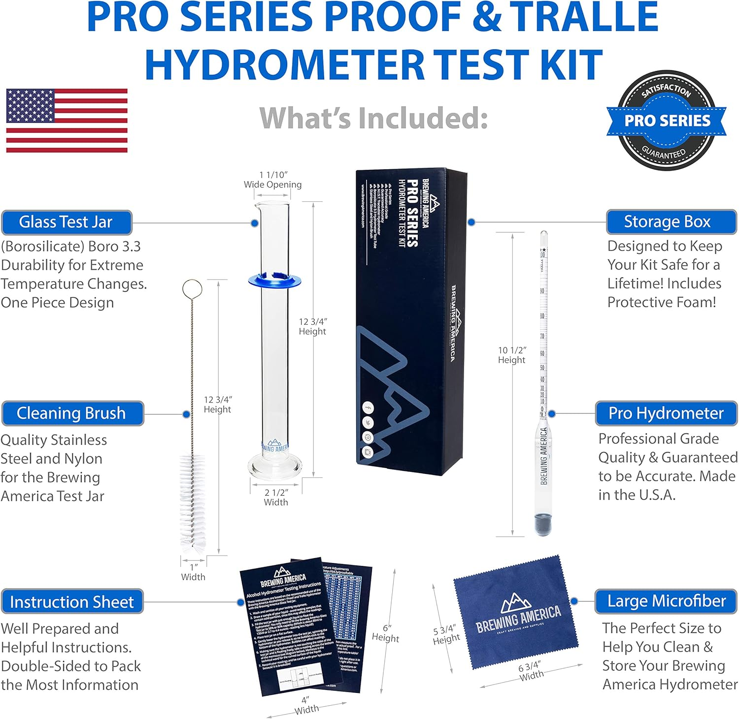 Alcohol Hydrometer Distilling Test Kit: Pro Series Traceable 0-200 Proof and Tralle Alcoholmeter Tester Set with Glass Jar image number 3