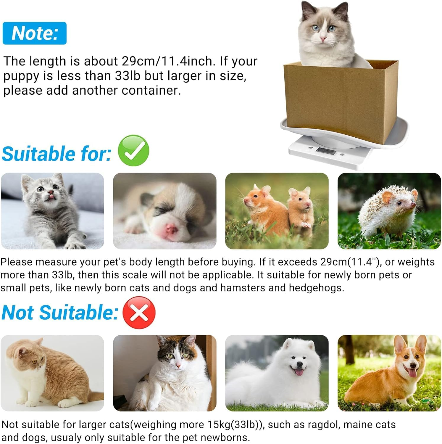 Digital Pet Scale Cat Scale Food Weight Mini Scale LCD Electronic Scales for Measure Small Dog Cat Small Animals Pet Food (Mini Pet Scale) image number 5