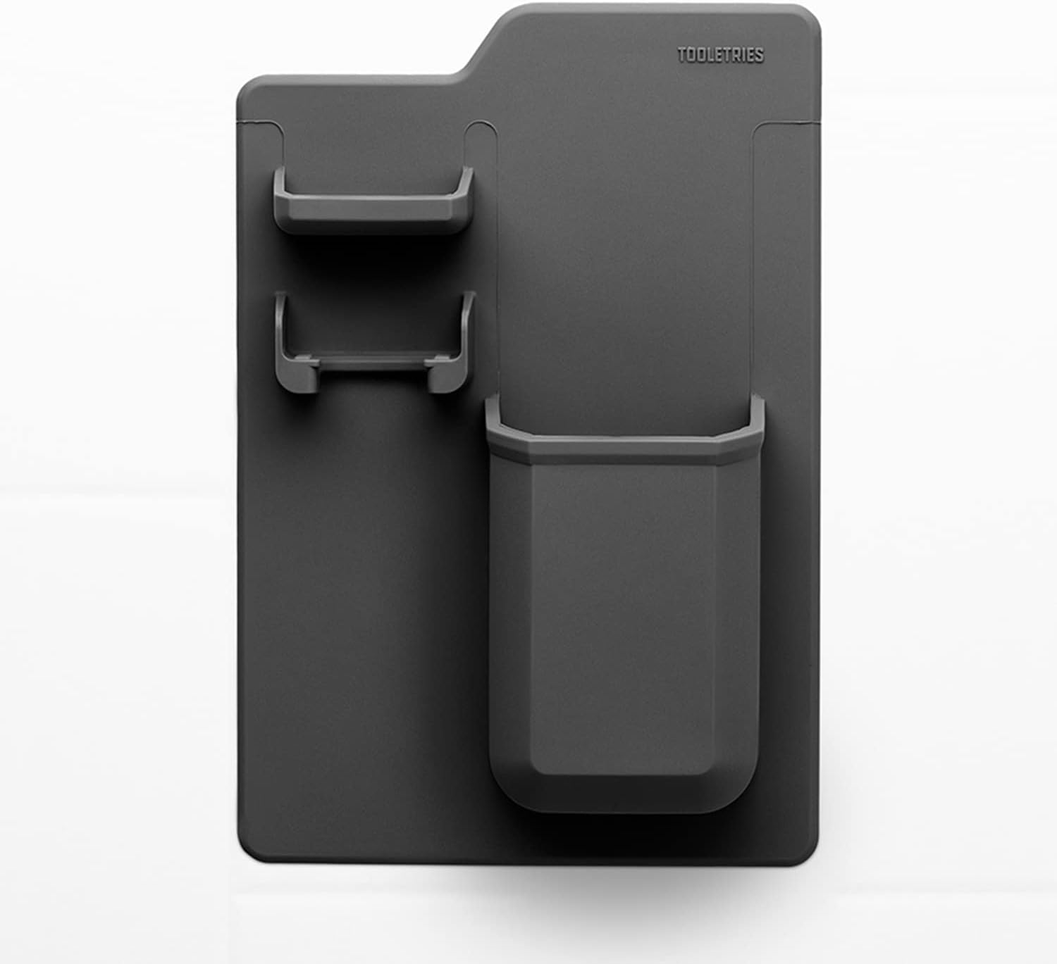 TOOLETRIES the Harvey Toothbrush & Razor Holder - Silicone Toiletry Organizer, Shower & Bathroom Accessory - Features Silicone-Grip Technology, Removable & Reusable - Charcoal image number 1