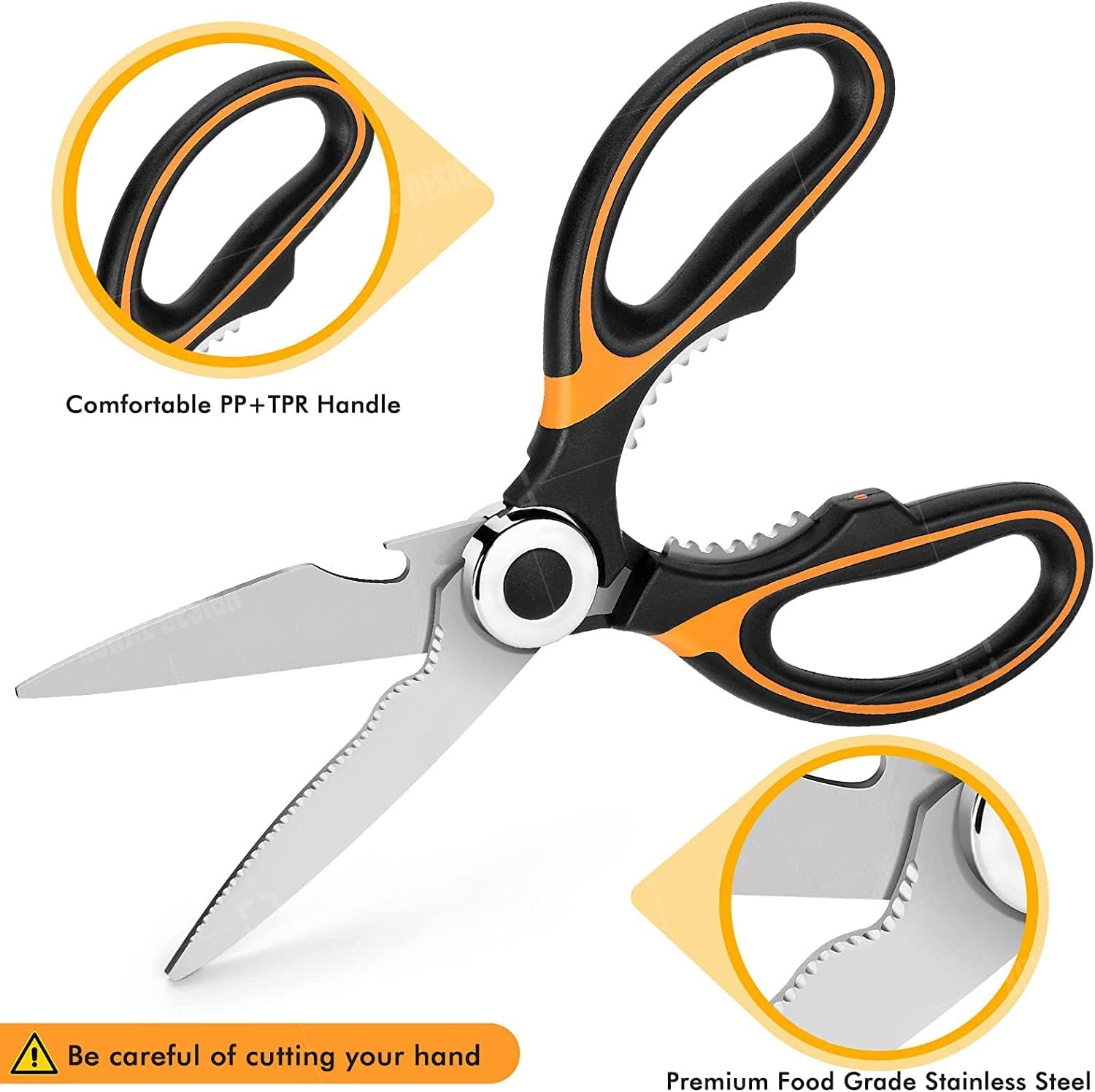 Miluoou Kitchen Scissor, 2-Packs Kitchen Scissor Heavy Duty Meat Shears, Ultra Sharp Stainless Steel Multi-Purpose Scissors for Cutting Meat, Chicken, Vegetable, Fish, Poultry, Vegetable, BBQ, Pizza image number 1