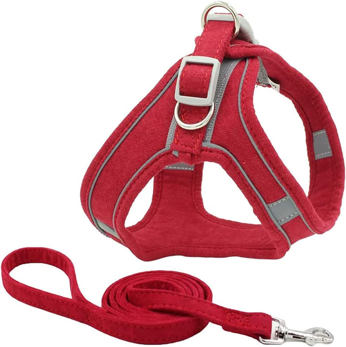 Dog Harness and Leash Set Dog Chest Strap Pet Vest Harness with Handle Adjustable Reflective Dog Harness for Small Dog Medium Dog Cat Red 2XS