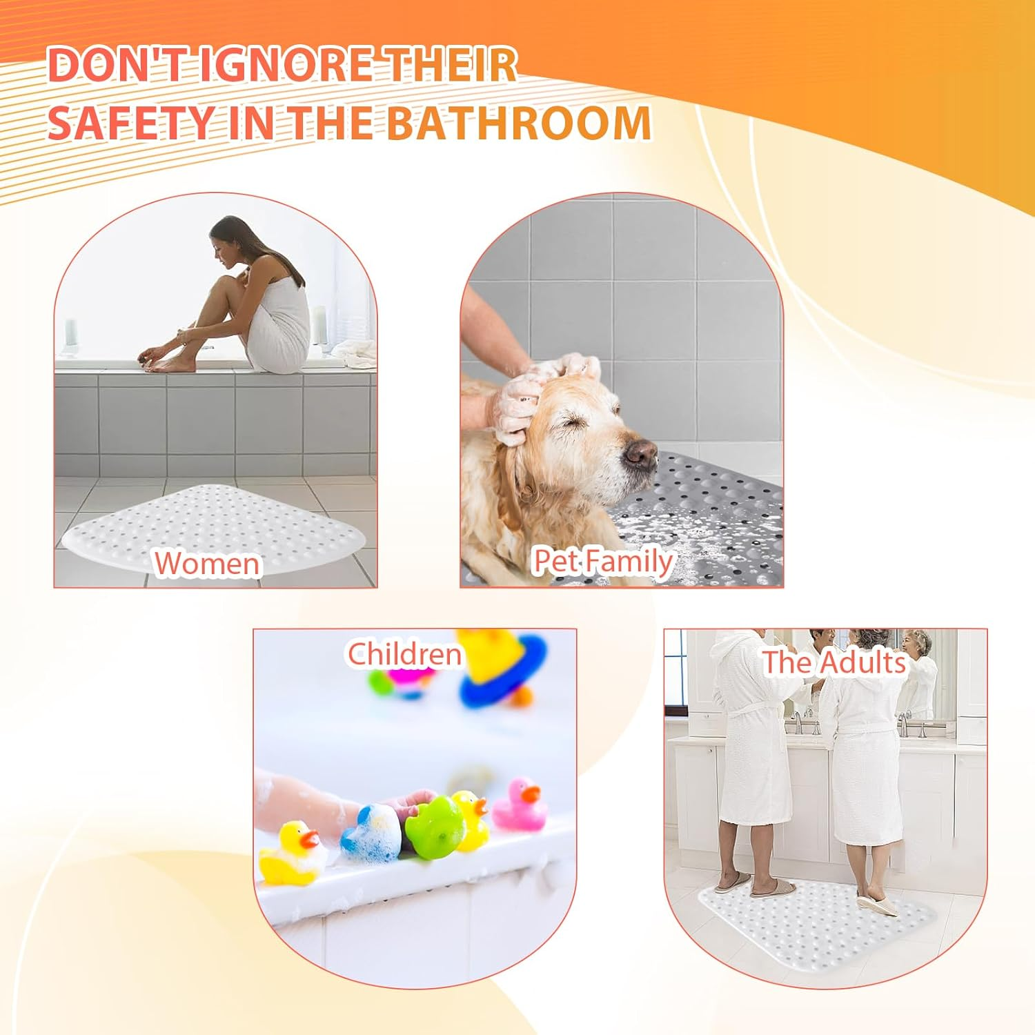 Corner Shower Mat Non Slip anti Mould, 54*54 Cm, White, Square, Thermoplastic Elastomer (TPE), Suitable for Shower Rooms, Spas and Other Places image number 5