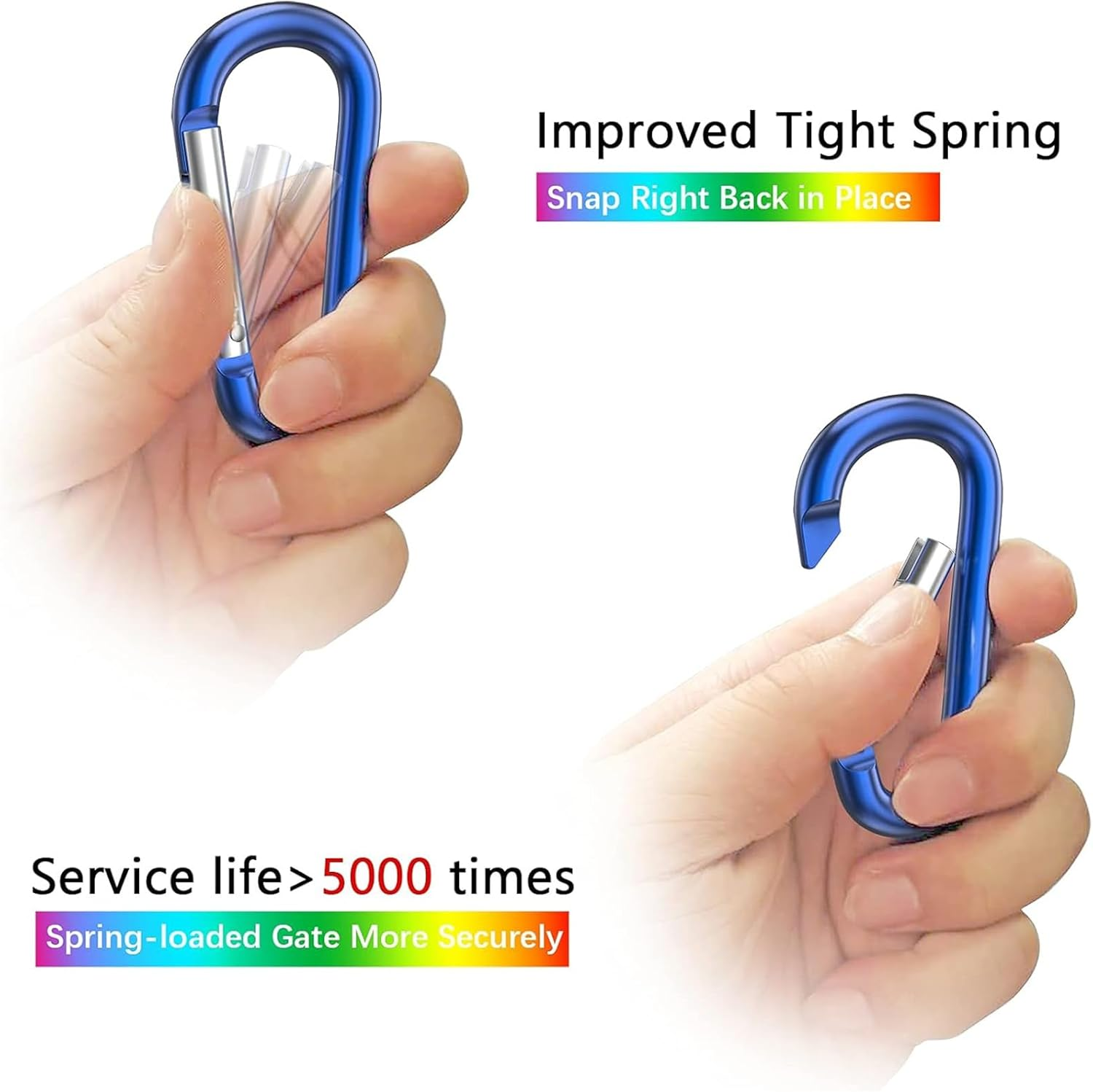 10 PCS 6.2CM Locking Carabiner Clips, Aluminum Carabiner D Ring D-Shaped Spring Snap Hook Key Clip Connect Hooks for Keychain Keyring Belt Loop Water Bottle Backpack Hiking Camping image number 5