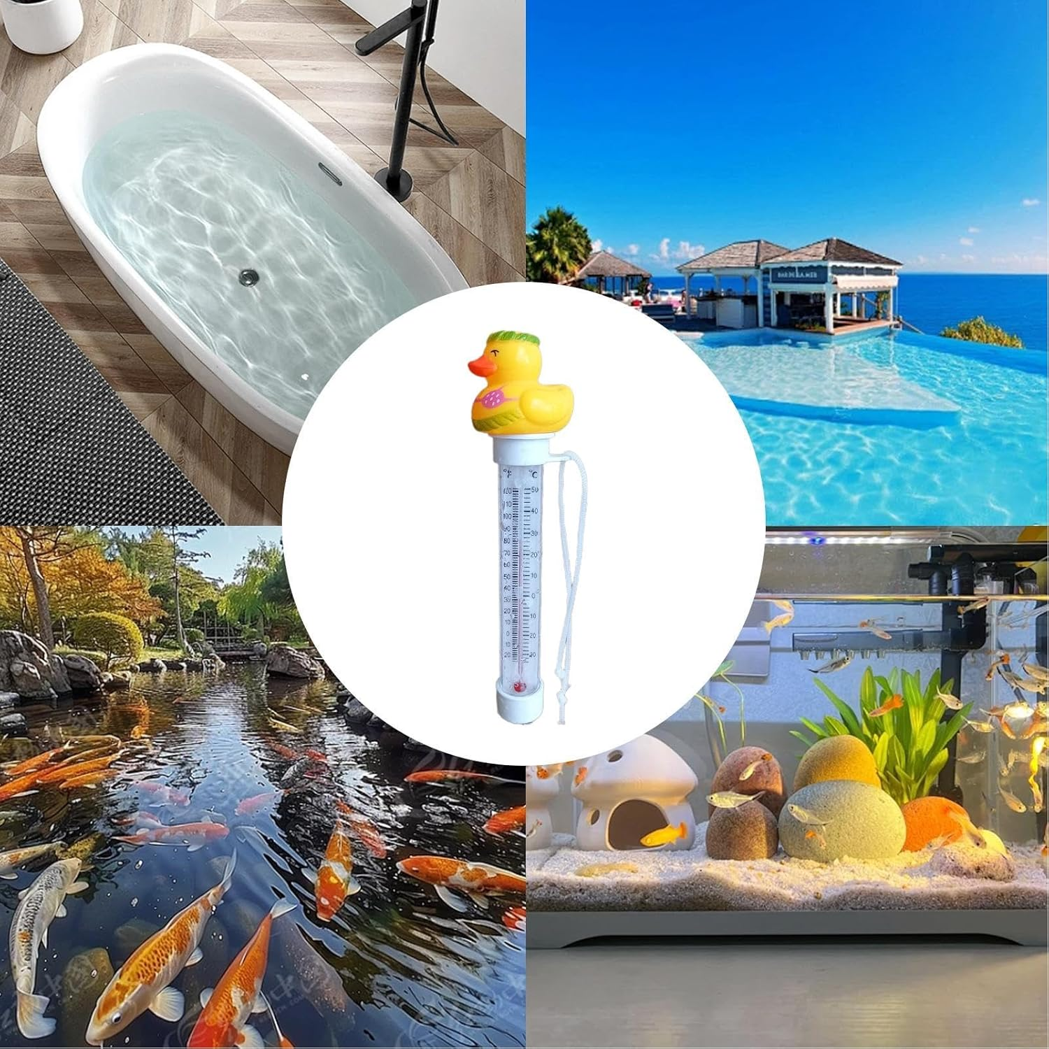 Pool Temperature Meter Floating Easy Read - Duck Kids Bath Temperature Meter Easy Read with String,Water Temperature Gauge Easy Read for Swimming Pool Ice Bath Spa Hot Tub Aquariums Ponds image number 6