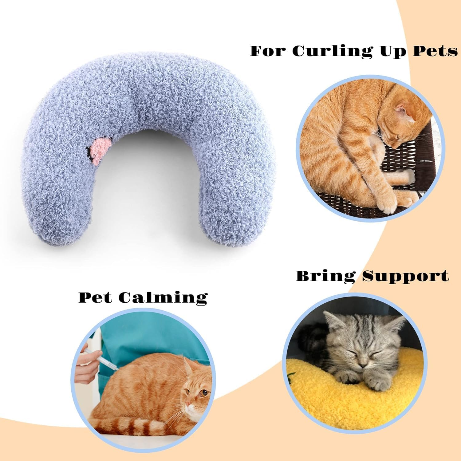 3 PCS Cat Pillows for Indoor Cat and Small Dog, Calming Dog Pillows, Half Donut Dog Cutated Calming Pillow, Cozy Bed Pillow Cute Rabbit Pillows (Yellow, Blue, Pink, One Size) image number 3