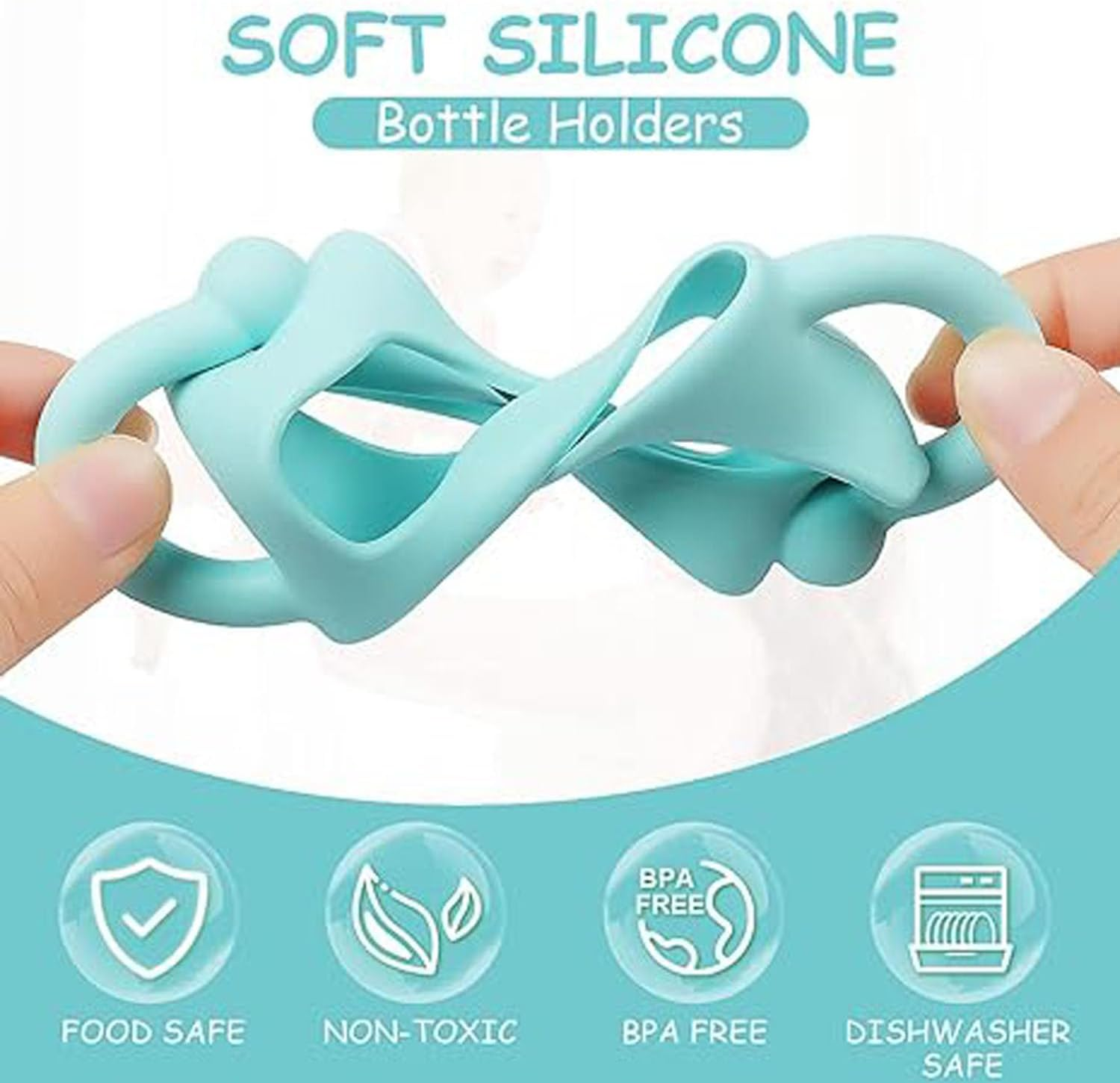 Mtxorvix 3-Pack Silicone Baby Bottle Handles with Wide Neck Design - Transitional Sippy Cup Grips for Infants, Easy-Grip Textured Surface, Leakproof & Bpa-Free (Pink, Light Blue, White) image number 5