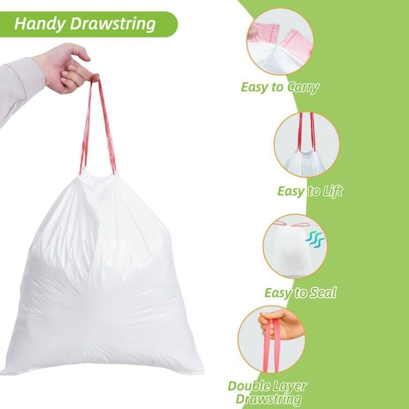 Makmefre 50L Drawstring Tall Kitchen Trash Bags,Clean Fresh Scent and Heavy Duty Garbage Bags(100 Count,60X70Cm) image number 3