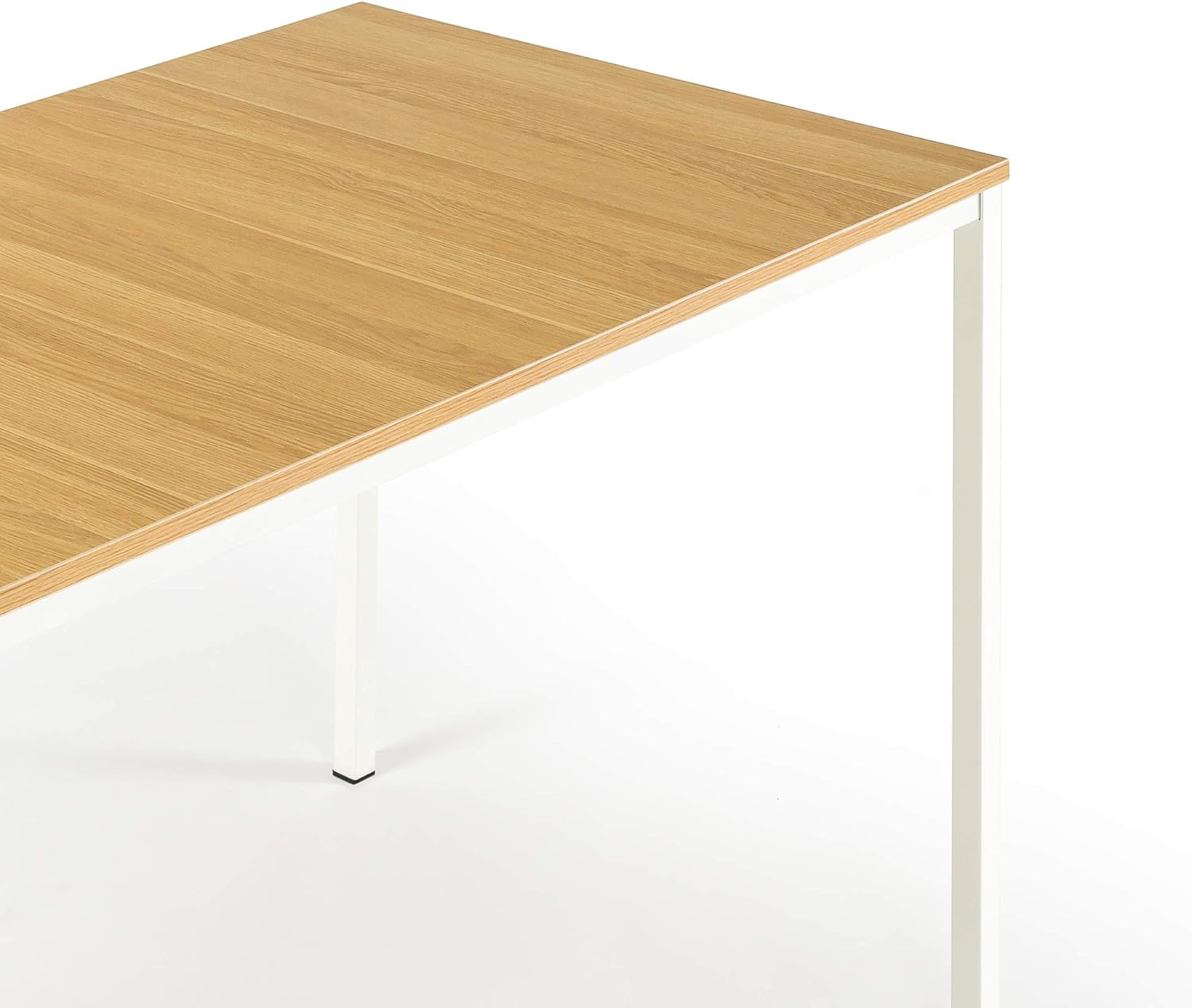 Zinus Louis Modern Studio Soho White Dining Table Set with Two Benches | 3 Pieces Dining Set | Easy Assembly Industrial Dining Table Furniture, Natural White - Brown image number 7