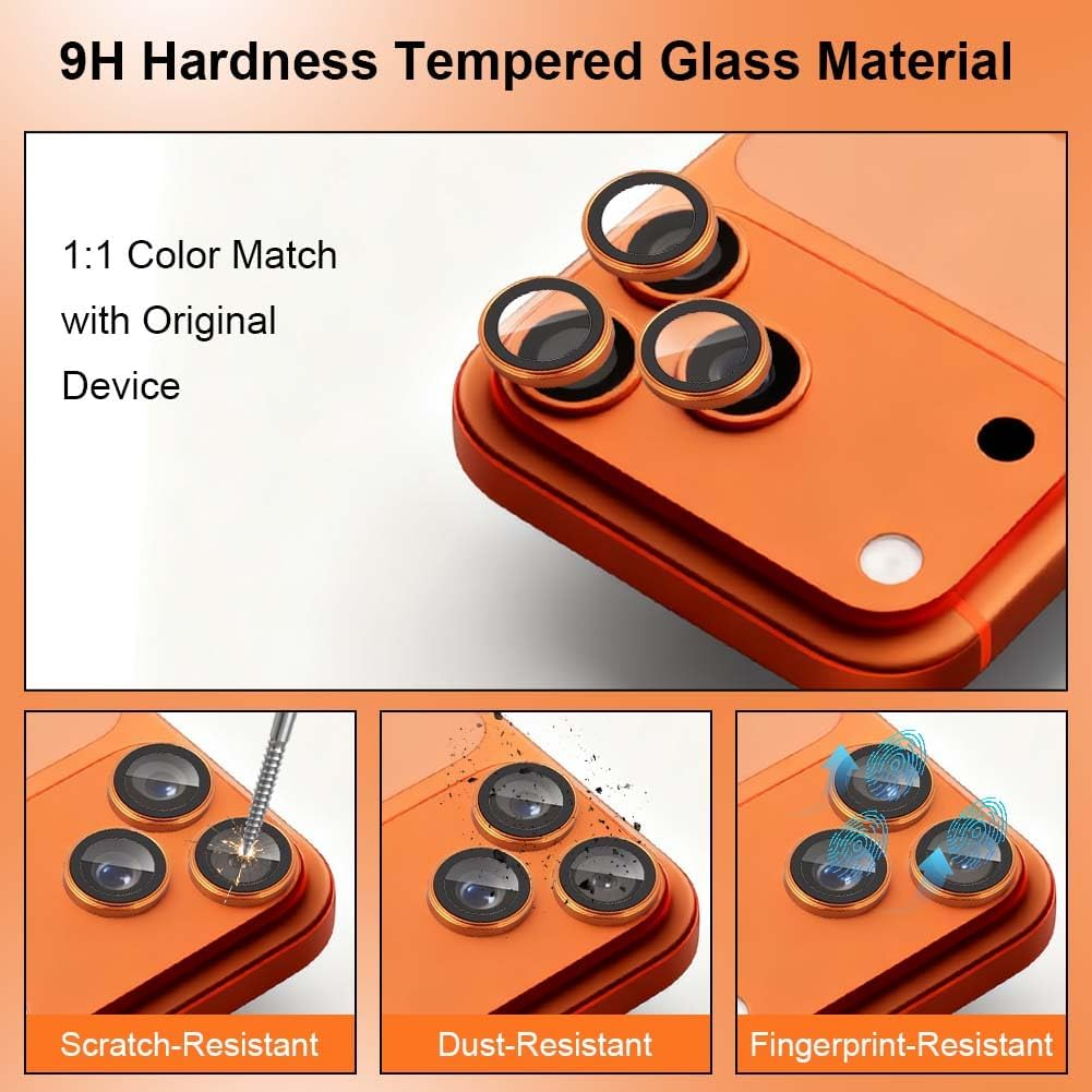 AOOSU 17 Pro Max/17 Pro Camera Lens Protector - 3 Pack [Top 9H+ Thin Tempered Glass] HD Invisible Tempered Glass Protectors Scratch Resistant Fit Camera,Does Not Affect Night Shots, Orange - 17 Pro Integrated Lens Screen Protector image number 2
