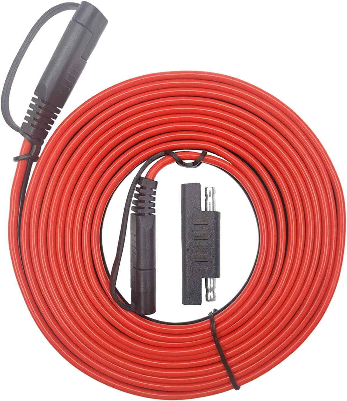 SAE Connector Extension Cable 12FT - 12V-24V Battery Charging Cord with Dust Cap 2 Pin Quick Connect Disconnect Plug DC Connection for Camp Trailer Solar Panels (12Ft) image number 1