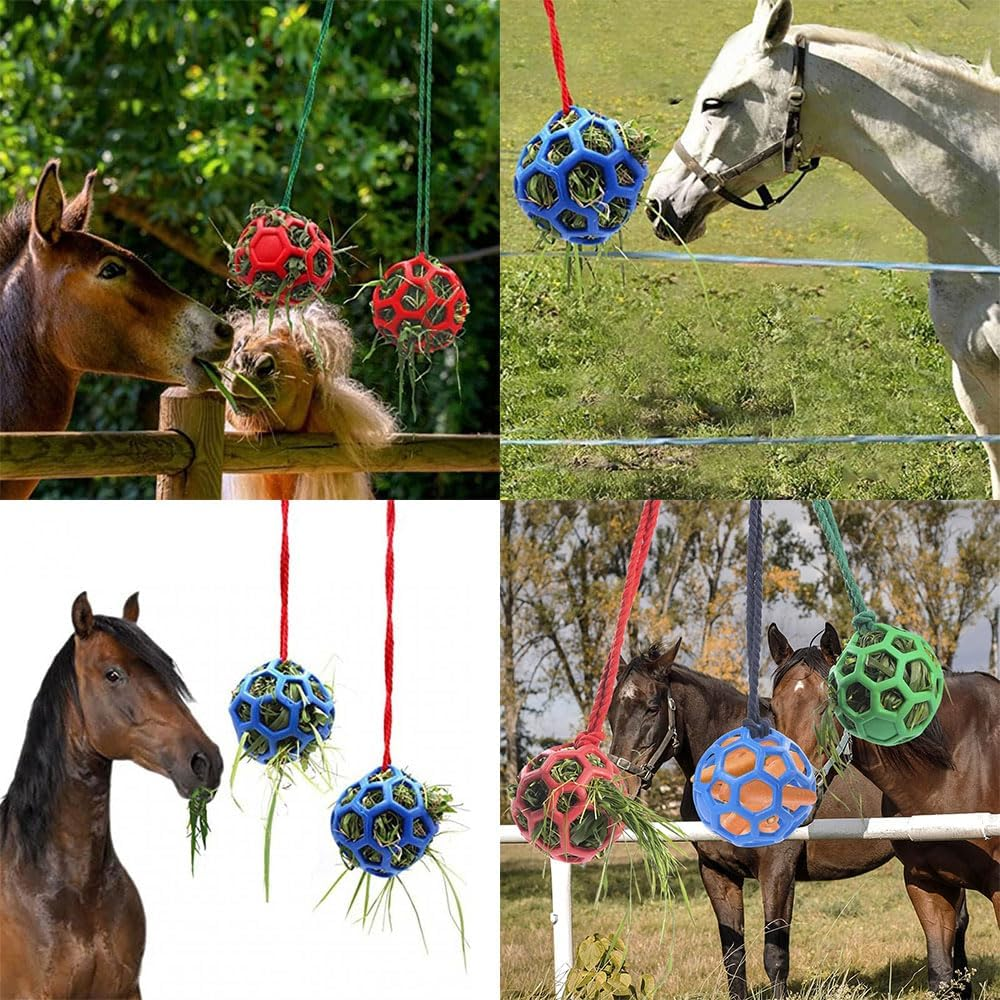 3-Pcs Horse Treat Ball Hay Feeder Toy &ndash; Hanging Slow Feeder Ball for Horses, Goats & Sheep, Stall Toy for Feeding and Enrichment image number 5