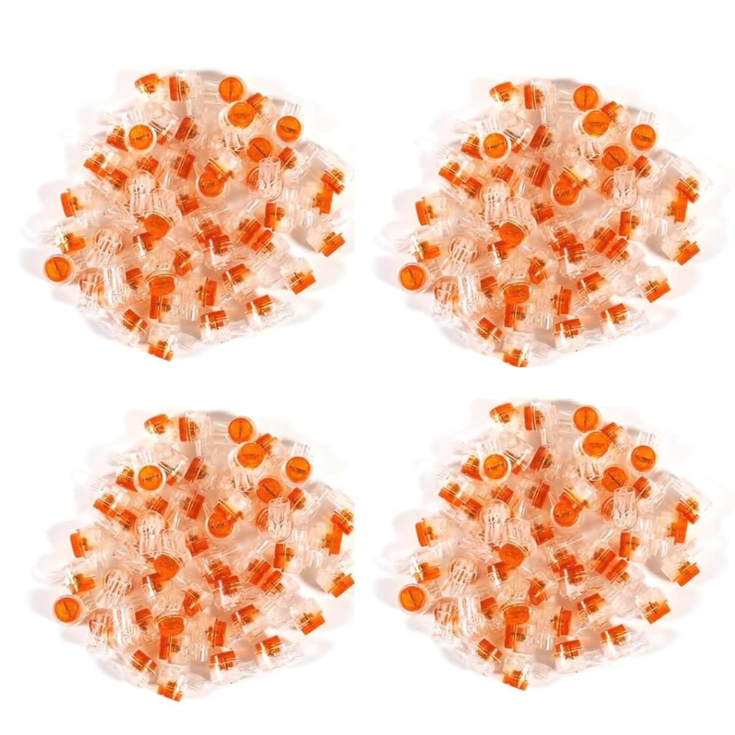 QCCAN 200Pcs UY2 K2 Telephone Wire Splice, Gel-Filled, Orange, Crimp, Blade Terminal, Copper, Polycarbonate image number 1