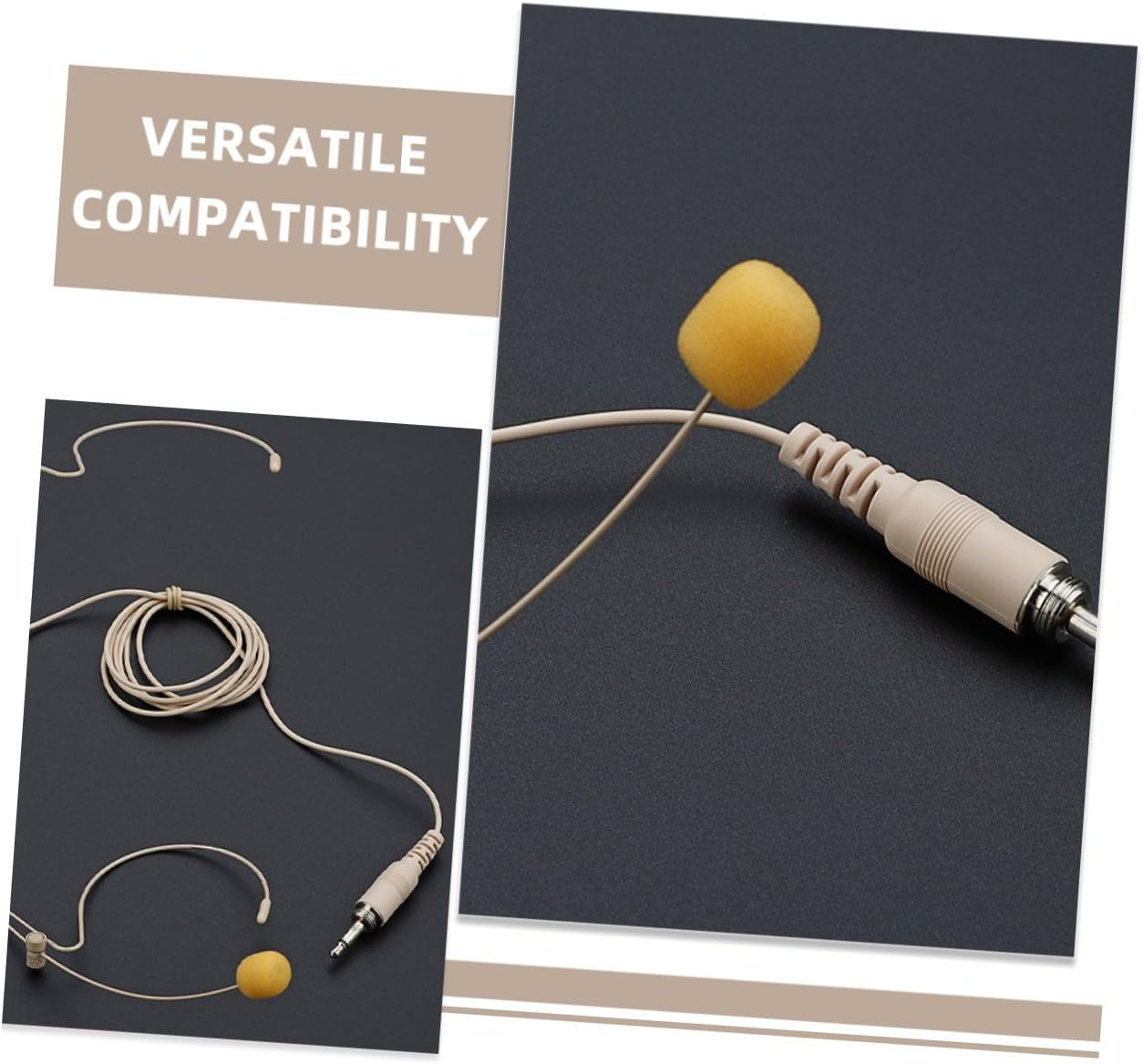 SECFOU Wired over Ear Headphones with Omnidirectional Microphone Comfortable Earhook Design Noise Cancelling Audio Headset for Gaming Office Customer Service Beige image number 4