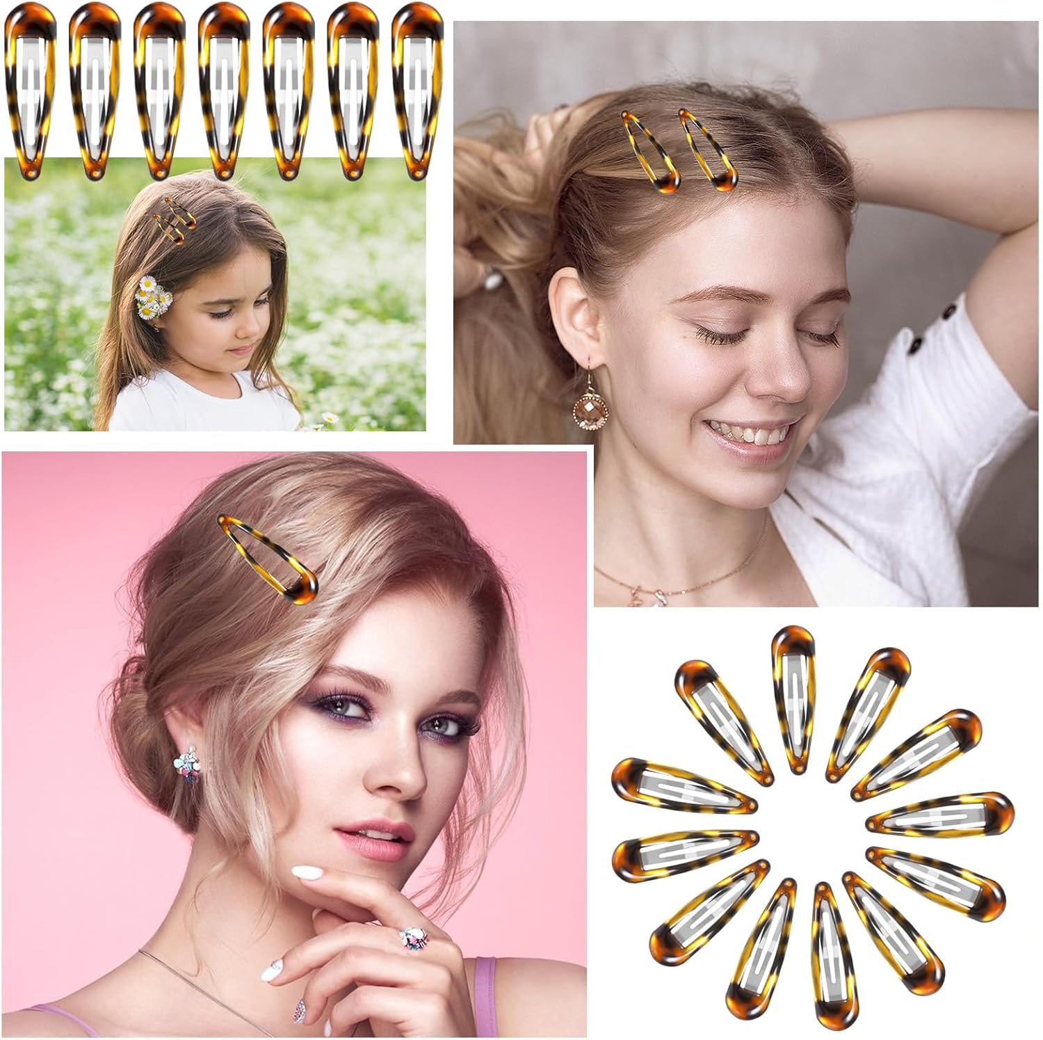 Whaleo Pack of 20 Hair Clips Women'S Girls Metal Hair Clip for Fine Hair Clips Women'S Clips Hair Clips Non-Slip Hair Clip Hair Clips French in Tortoiseshell Look Double Handle Snap image number 3