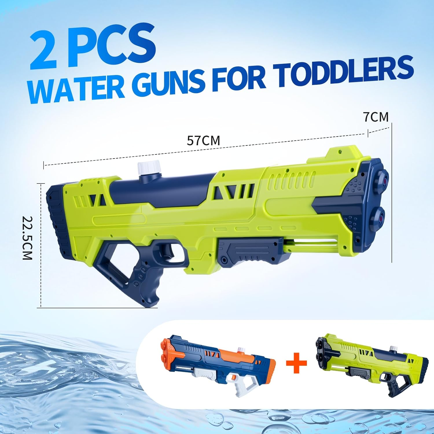 2 Pcs Water Guns for Kids, 1800Ml Big Water Pistol Squirt Guns for Toddlers, Water Blaster Toys for Boys Girls, Summer Toys for Outdoor Indoor Swimming Pool Beach Game image number 4
