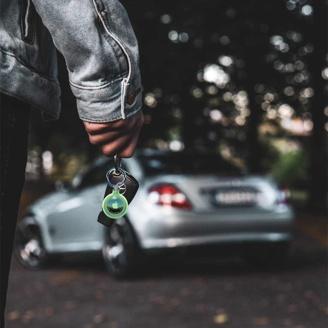 Airtag Keychain Holder (4 Pack) for Apple Airtags Anti-Lost Air Tag Holder Case Compatible with Car Keys Luggage Dog Collar - 4*Black image number 1