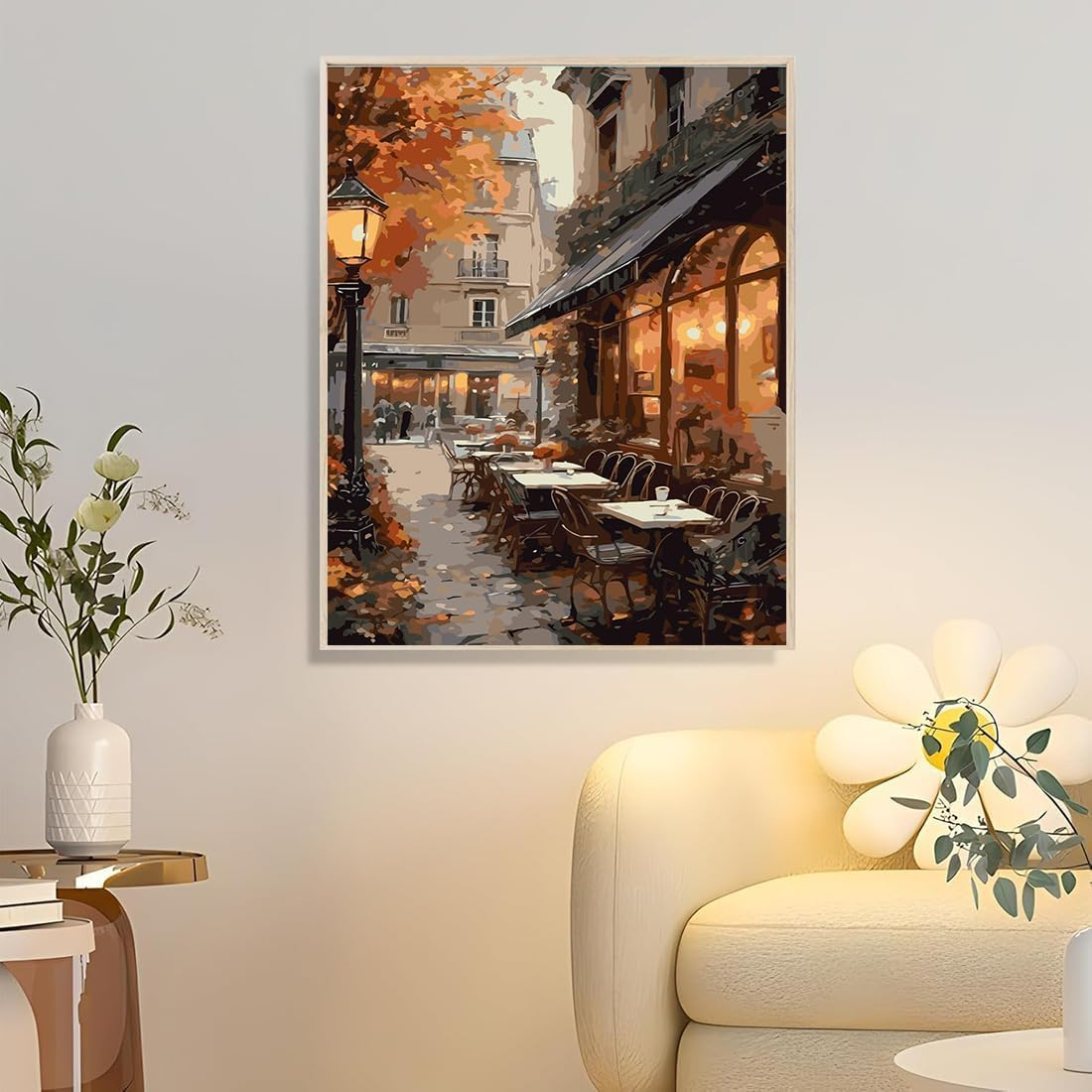 Paint by Number for Adults. Cafe DIY Acrylic Painting Kit for Adults Beginner &ndash; 16&rdquo; X 20&rdquo;With 3 Brushes and Bright Colors