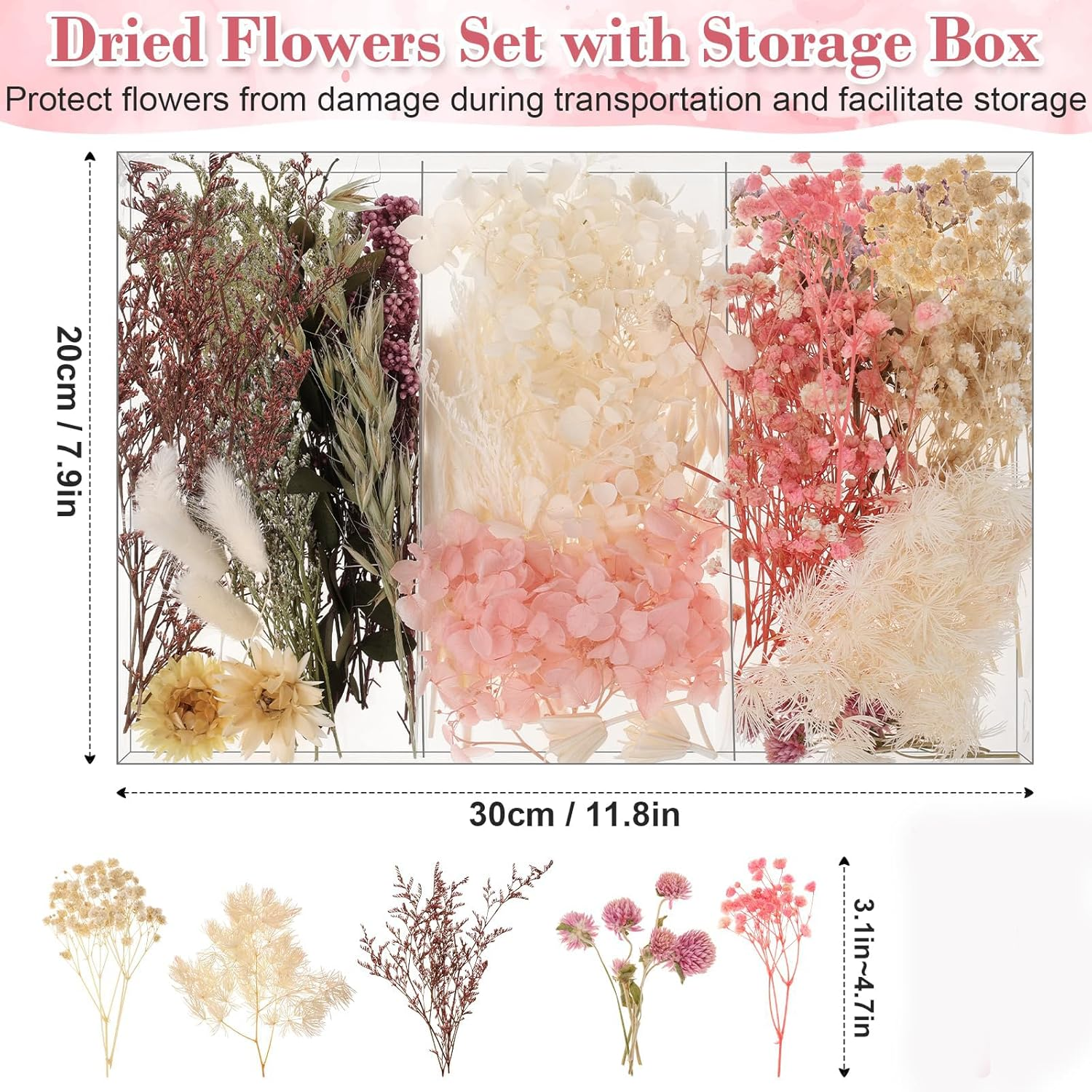 Real Dried Flowers 100% Natural Dried Flowers, Mixed Colors Dried Leaf Flowers for DIY Arts and Crafts Candles Resin Jewelry Nail Pendant Cards Scrapbooking Wedding Home Decoration (Pink) image number 5