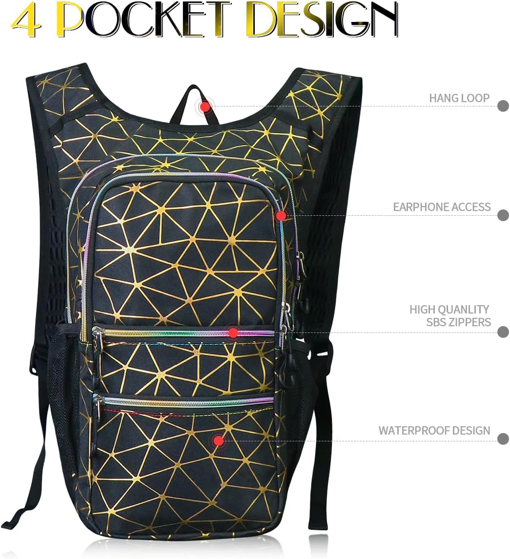 Hydration Pack, Water Backpack with 3L Hydration Bladder Lightweight Insulation, Festival Essential, Rave Hydration Backpack, Hydropack Backpack for Rave, Hiking, Biking, Running, Festival Gear - Silver image number 3