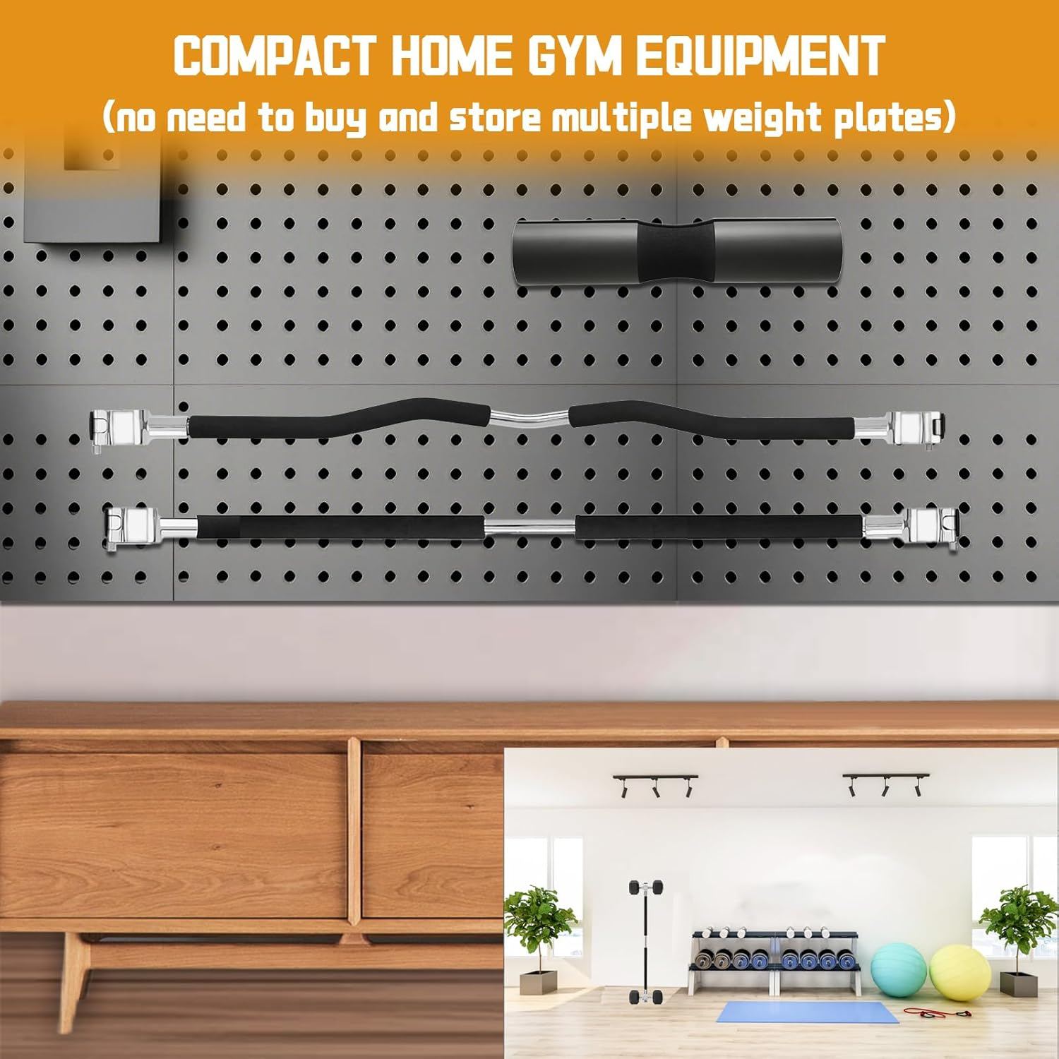 MARCHMARS Dumbbell Barbell Converter Bar Set, Adjustable Dumbbell Converter for Home Gym, Compatible with Most Dumbbells Including Bowflex, All-Steel Bar, Supports up to 220 Lbs for Weight Lifting image number 1