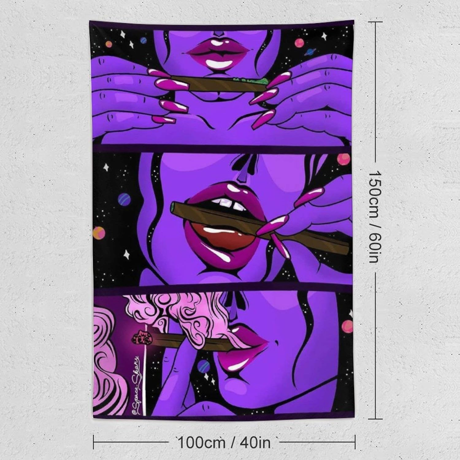 Niyoung Hippie Hippy Wall Tapestry Trippy Smoke Cool Girl Art Large Mysterious Tapestry Wall Hanging Tapestry for Bedroom Dorm Accessories Mandala Yoga Picnic Mat Ethnic Tapestry image number 1