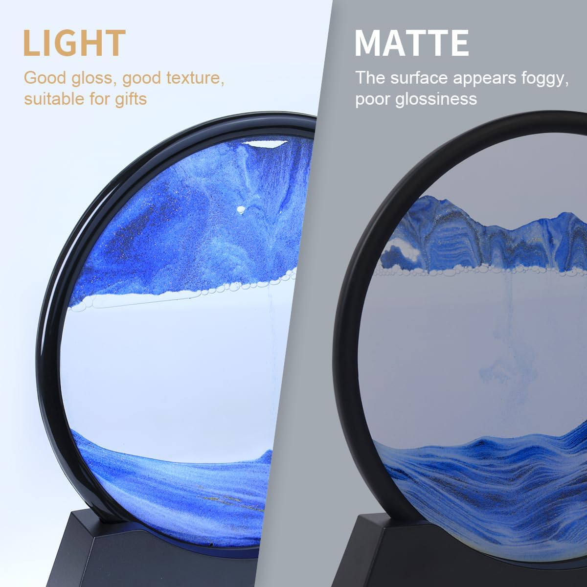 Sandbilder-Moving Sand Art Decor, Falling Sand Art Picture in Motion, 3D Deep Sea Sandscape, Flowing Sand Relaxing Toy, Rotating Sand Display for Desktop Office Home(Blue, 12") image number 3