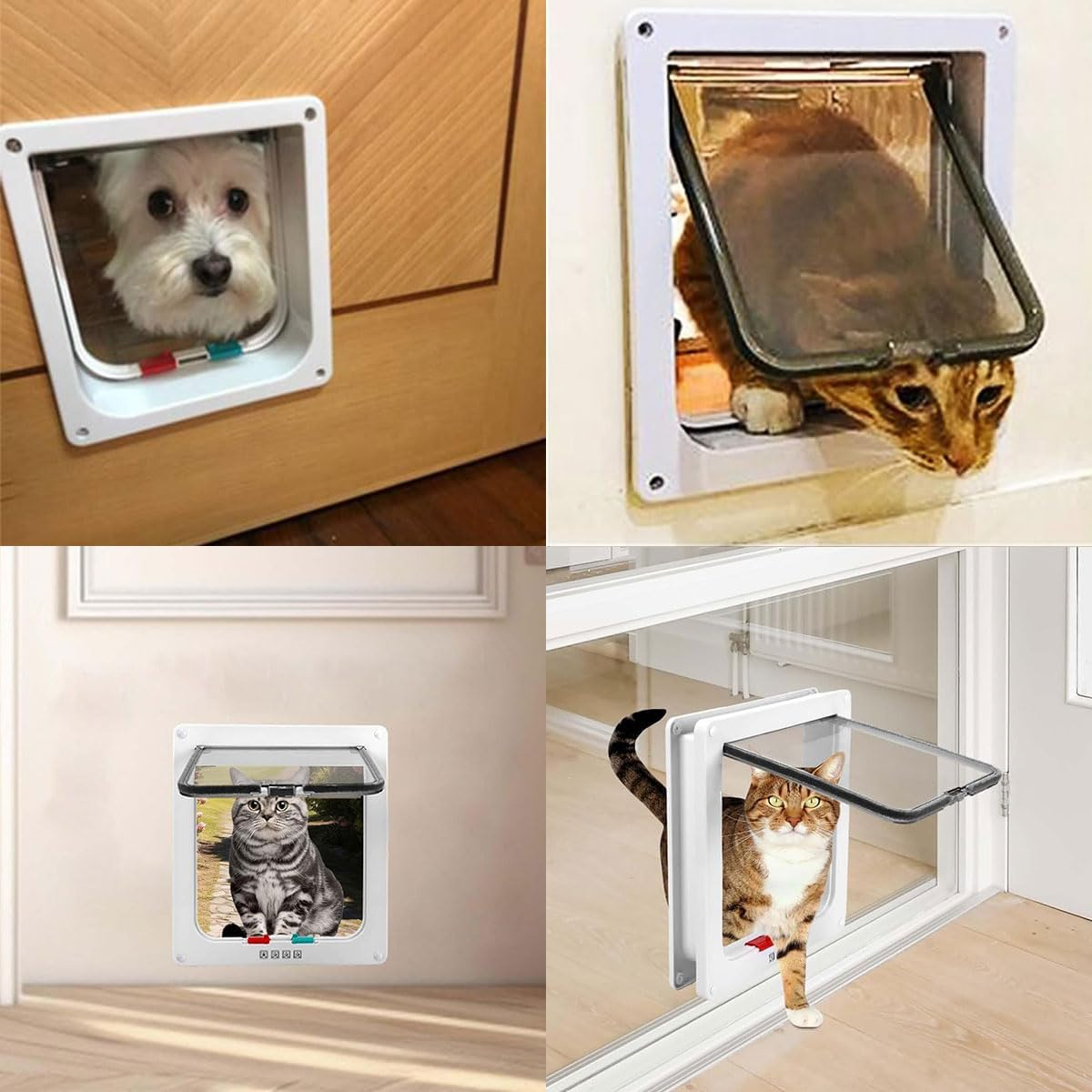 Cat Flap, Dog Flap, Thin Cat Door for Windows, Cat Flap Window, Pet Doors and Sliding Door, Safety Pet Door with 4-Way Lock, Dog Door, Cat Door, Pet Flap, S image number 6
