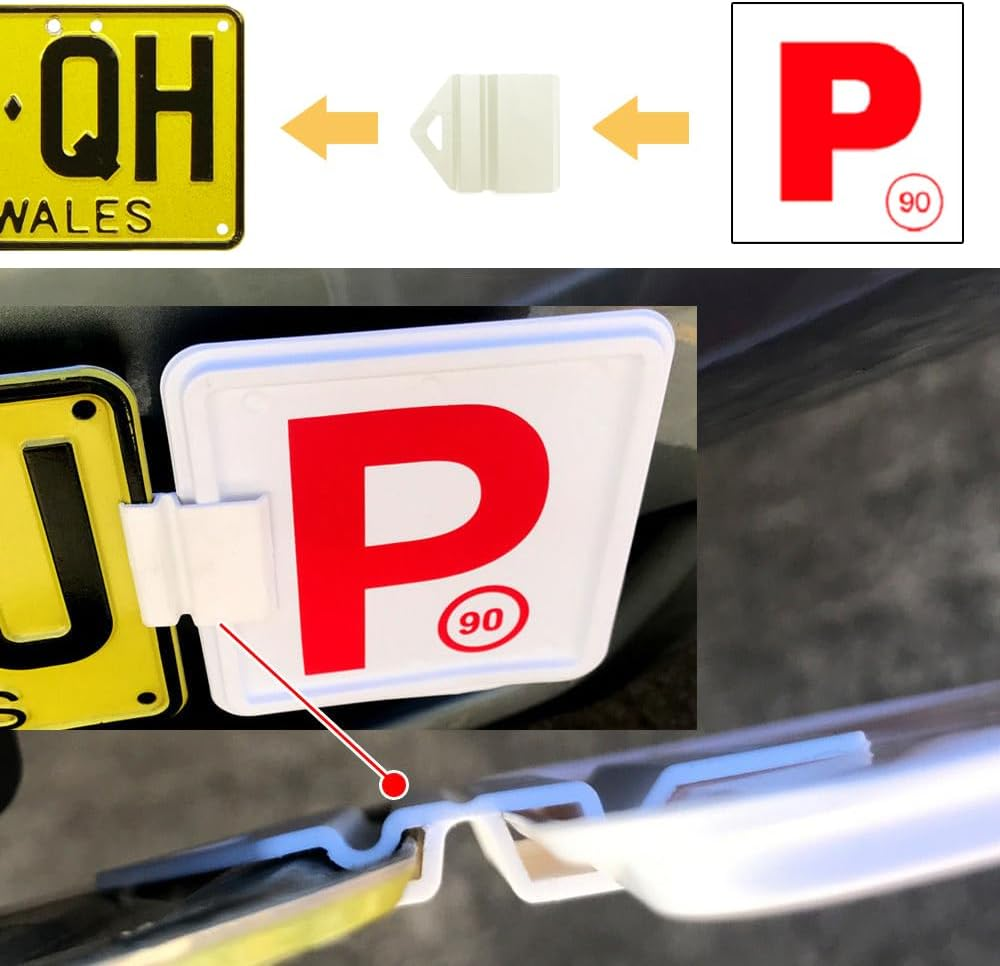 Clip It on Clips Easy to Attached & Removed from Licence Plate 2 White Clip with 2 P/L Plate (Red P) - Green P image number 6
