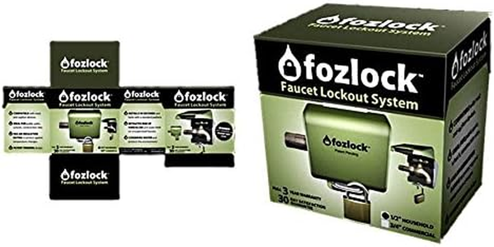 Fozlock Outdoor Faucet Lockout System - Insulated Garden Hose Bibb and Spigot Lock and Cover - Conserves Water and Provides Protection from Unauthorized Use and Vandalism Easy Installation - Green