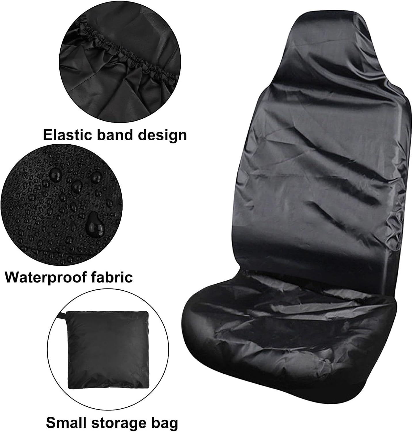 Seat Protector for Car Seats, 2Pcs Universal Car Seat Protectors, Front Seat Covers, Protective Cover, Waterproof, Universal Black Car Seat Cover, Dustproof, Waterproof Fabric image number 1