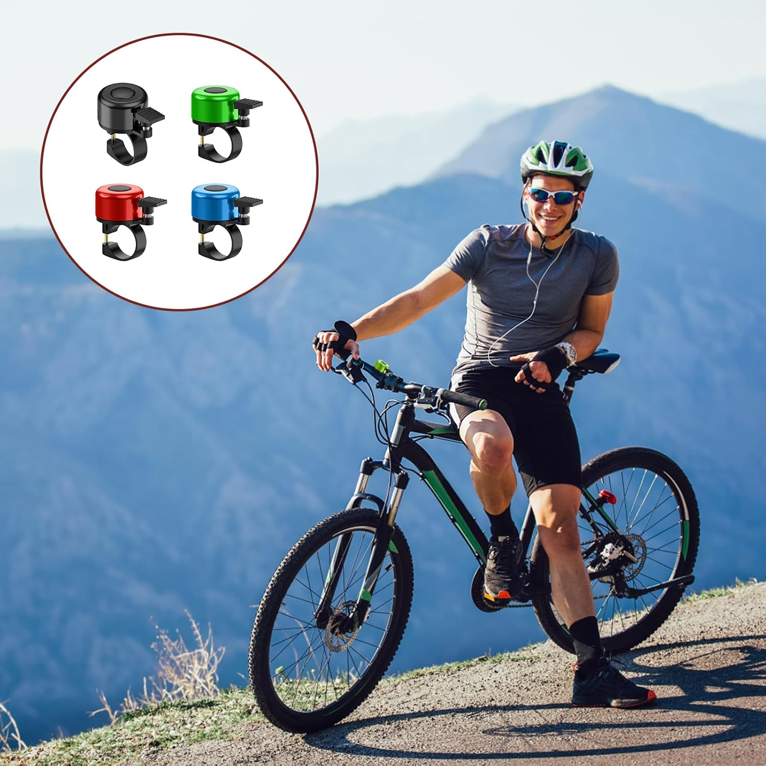 4 Pcs Bike Bell,Cycling Equipment,Bicycle Bell,Perfectly for Road/Mountain/Commuter Bikes. (Black, Blue, Red, Green image number 3