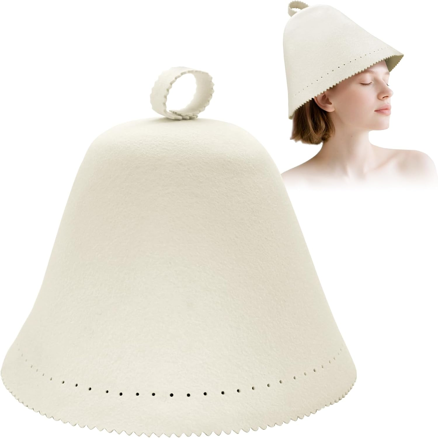 MYMULIKE Wool Sauna Hat, Heat Insulating Sauna Cap for Men and Women, Sauna Accessories for Spa, Steam Room, Banya, Bathhouse, One Size Fits All image number 4