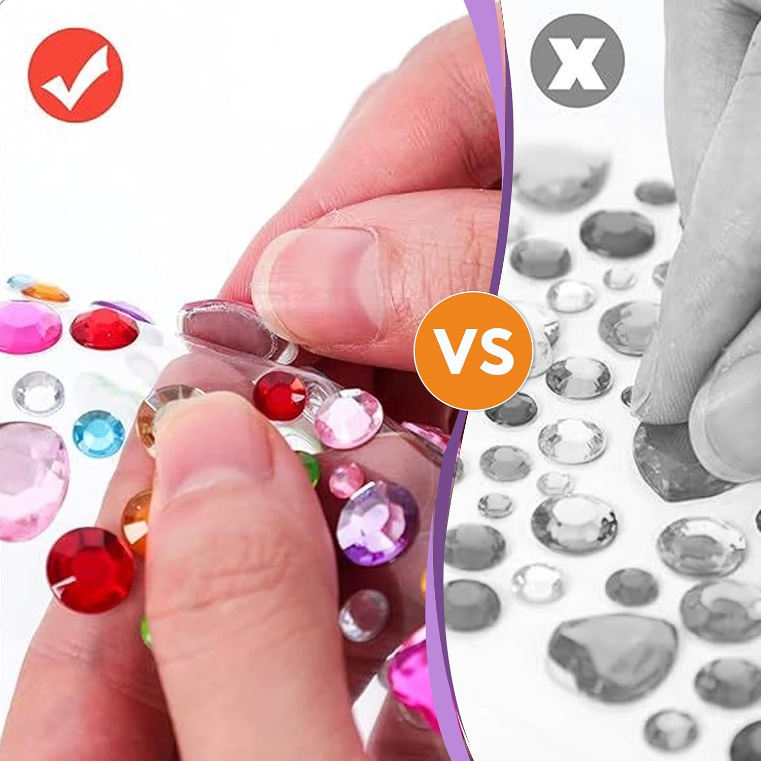 Self-Adhesive Glitter Stones, 3500 Pieces, Rhinestones, Self-Adhesive, Glitter Stones, Face, Acrylic, Colourful, Self-Adhesive Gemstones for DIY Make-Up, Eyes, Nails, Various Sizes image number 3