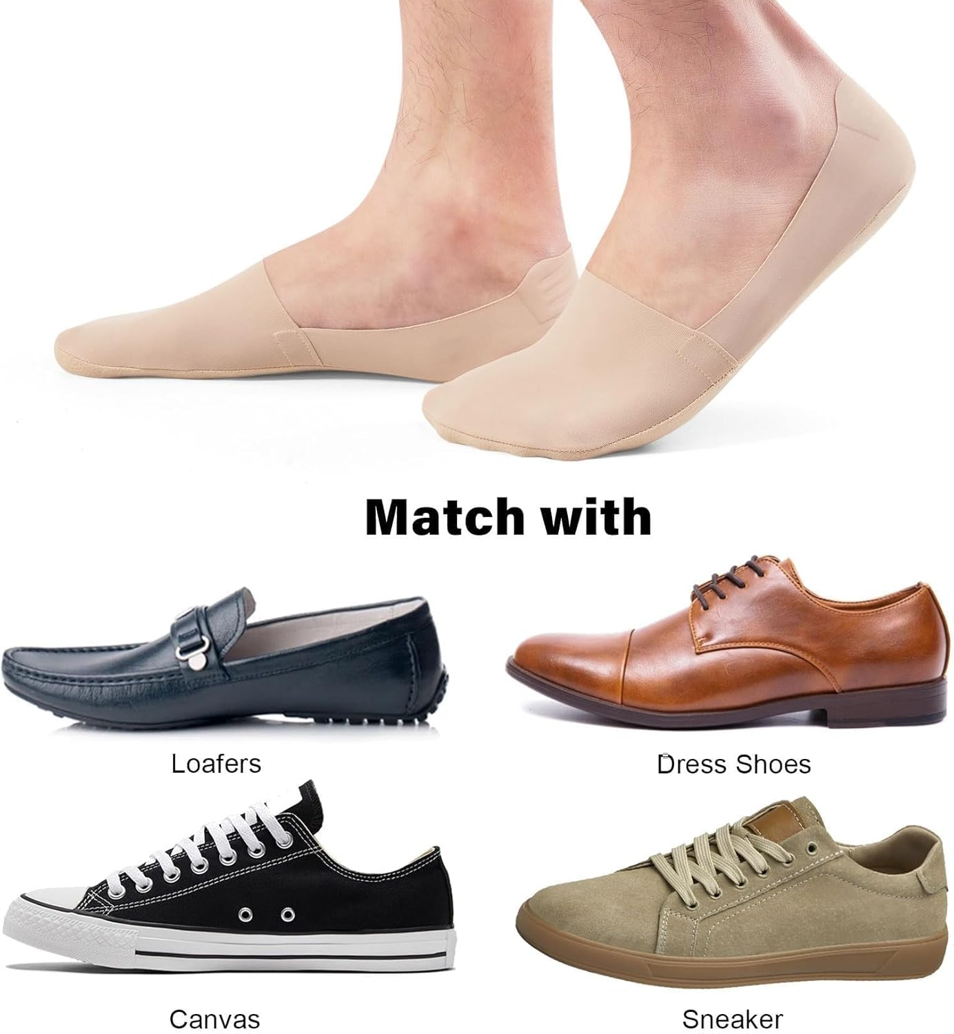 6 Pairs Mens Invisible Trainer Socks, No Show Socks Women Non Slip Nylon Hidden Shoe Socks Lightweight for Summer image number 5