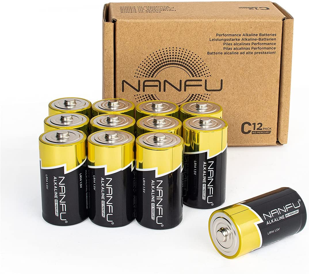 NANFU Alkaline C Cell Batteries(12 Count), 1.5V Large Capacity Non-Rechargeable Leak Proof Premium Alkaline Batteries with 10-Year Shelf Life for Flashlights, Medical Equipment, Toys, Radio, Water Heater, Cooking Utensils image number 5