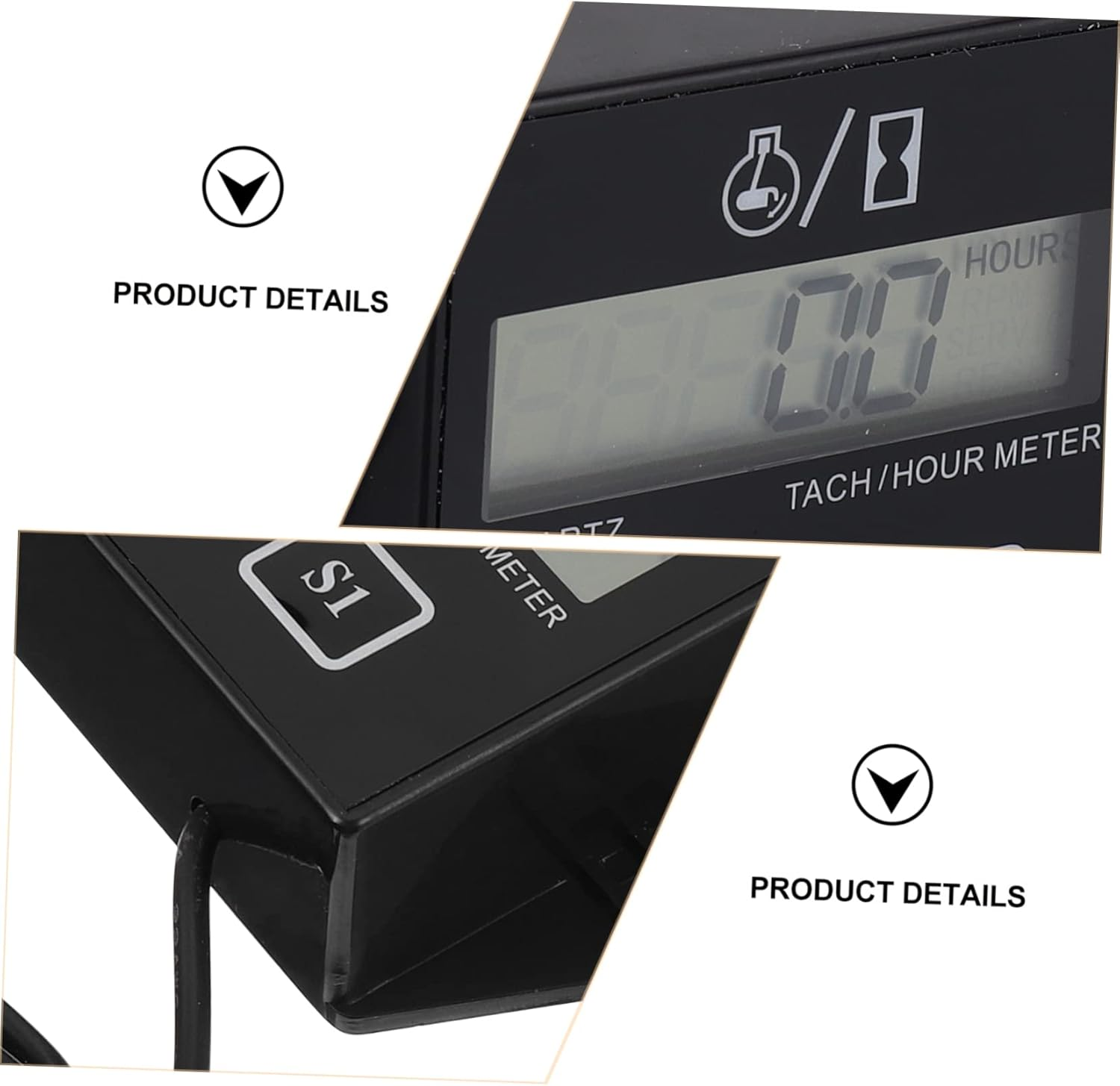 GRIRIW Digital Hour Meter Tachometer for Motorbike Inductive Engine Timer Waterproof Motorcycle Accessory Suitable for Atv and Boat