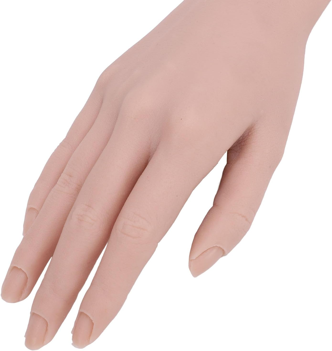 Realistic Silicone Female Hand, Silicone Left Hand or Right Hand Fake Hand, Bendable and Reusable Acrylic Nail Mannequin Hands for Jewelry Display Nail Art Practice Watch Display image number 1